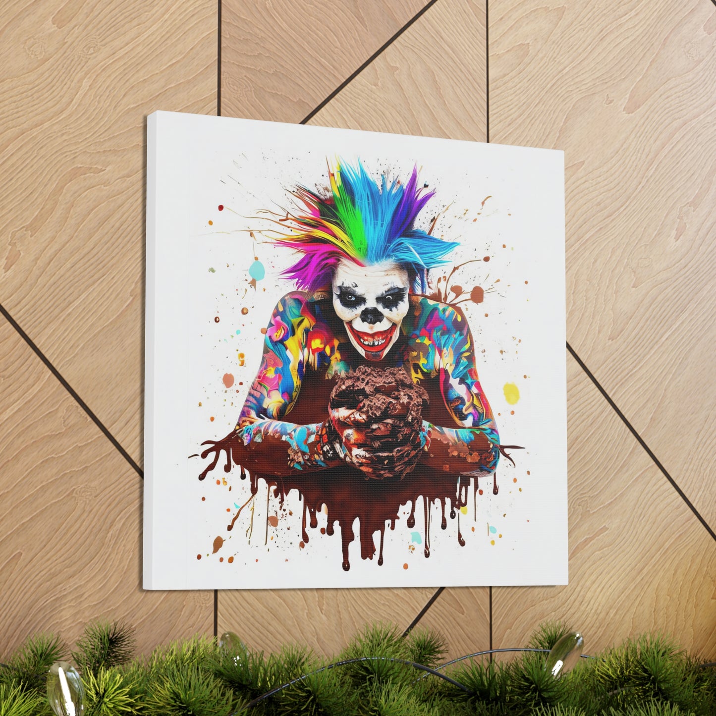 Creepy Clown Chocolate Ice Cream  - Canvas Wall Art