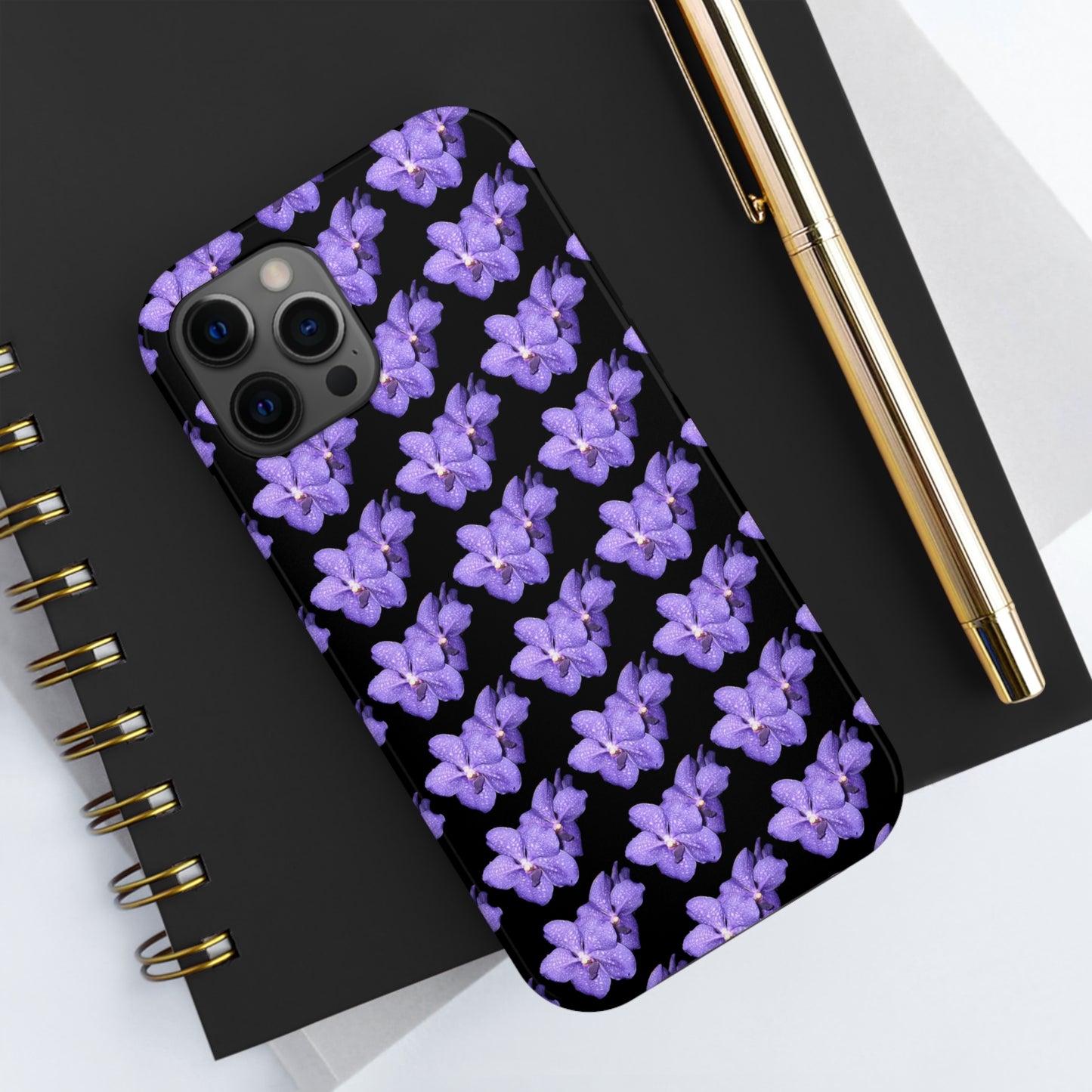 Blue Orchid Black Tough Phone Case