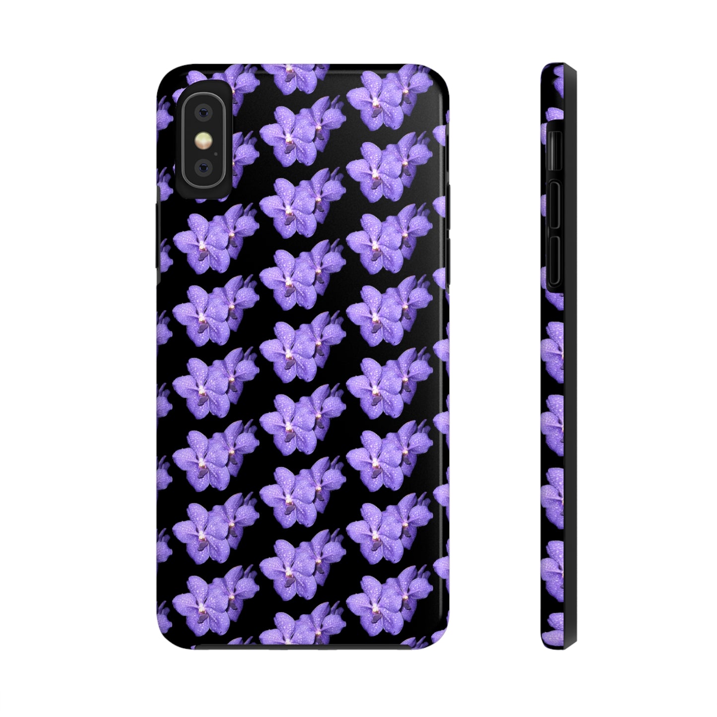 Blue Orchid Black Tough Phone Case