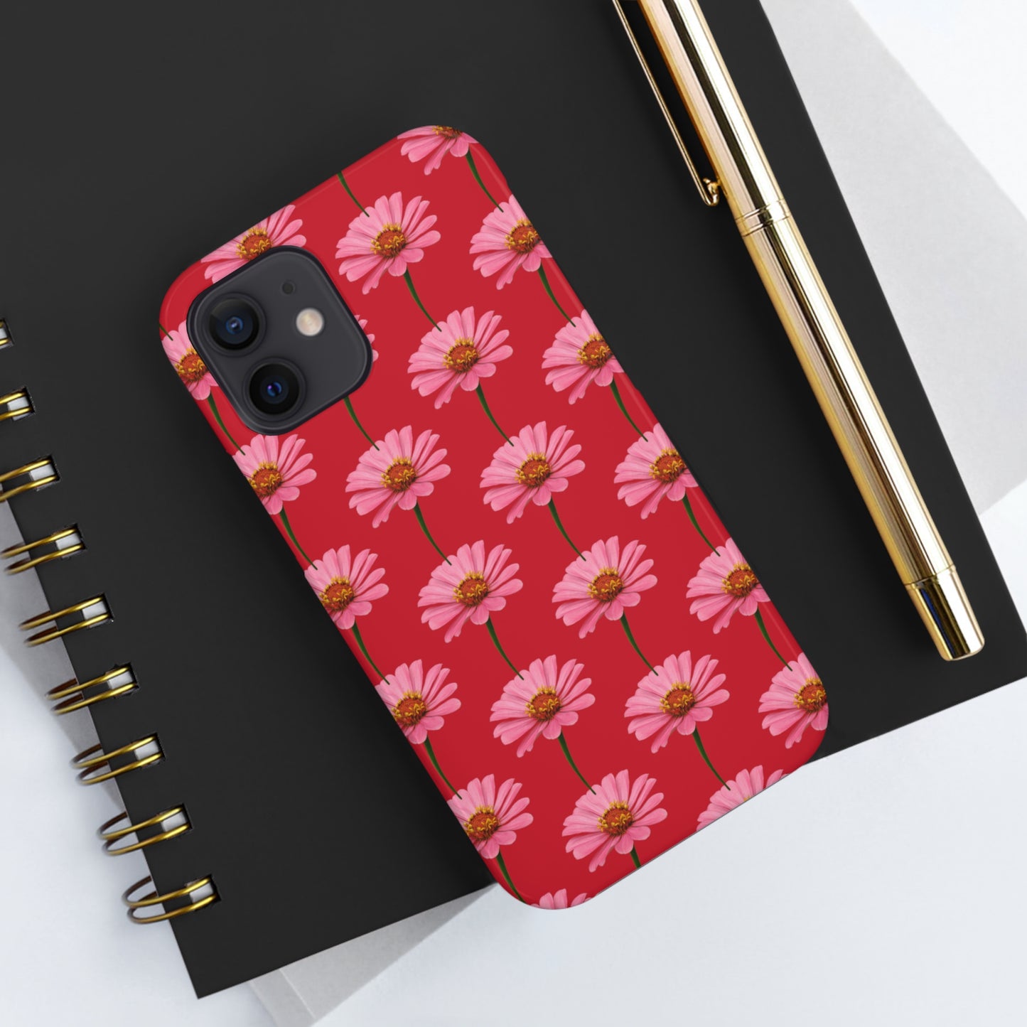 Pink Zinnia Red Tough Phone Case