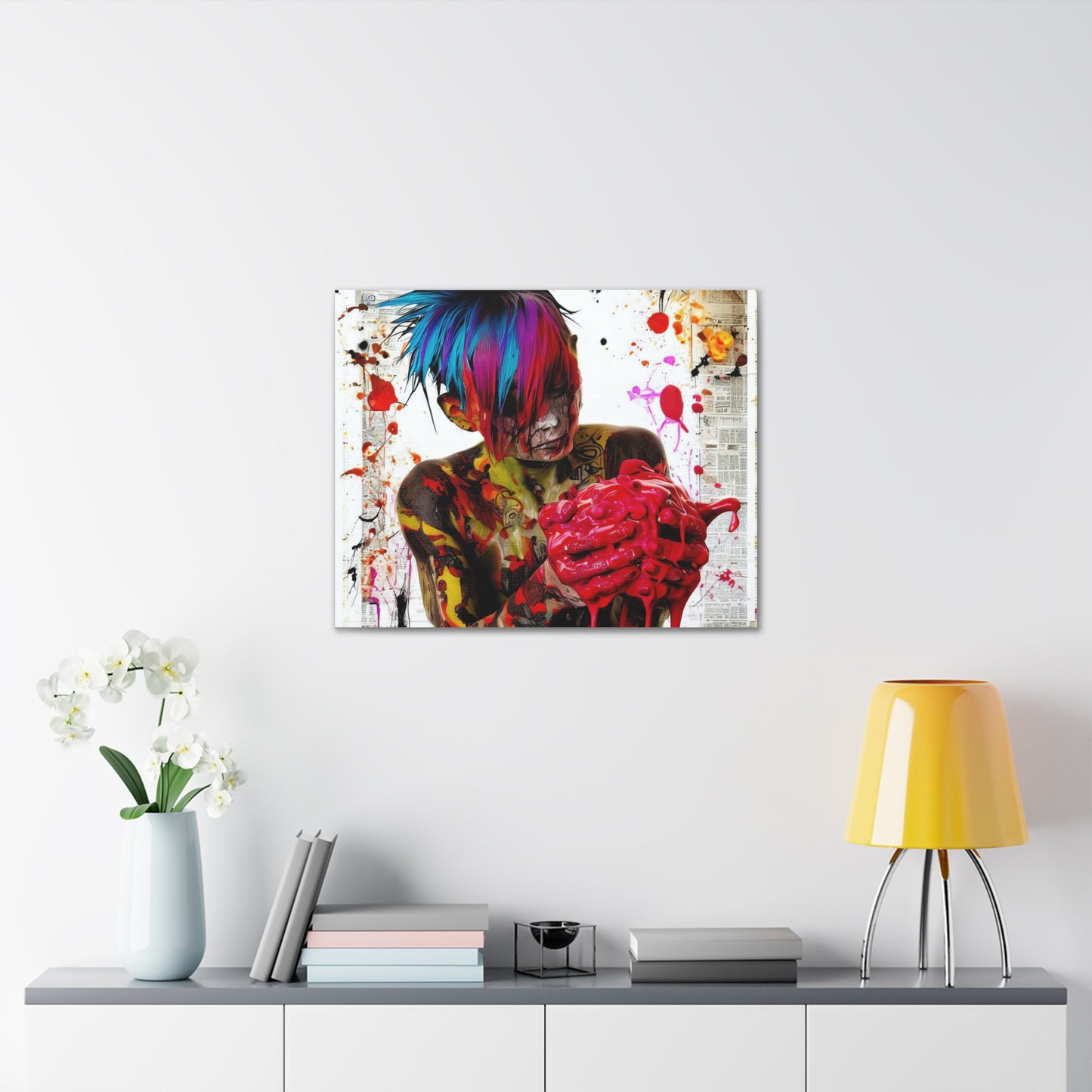 Tattooed Boy with Big Heart  - Canvas Wall Art