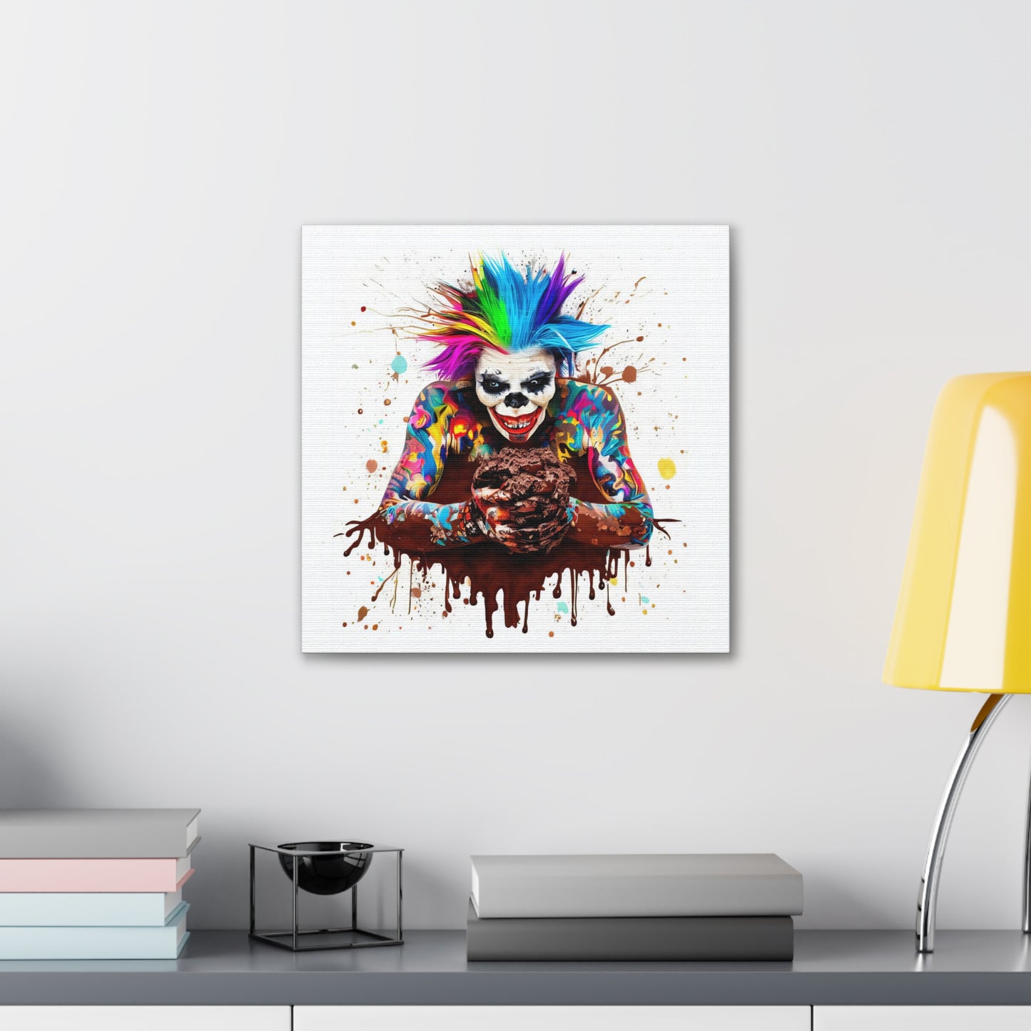 Creepy Clown Chocolate Ice Cream  - Canvas Wall Art