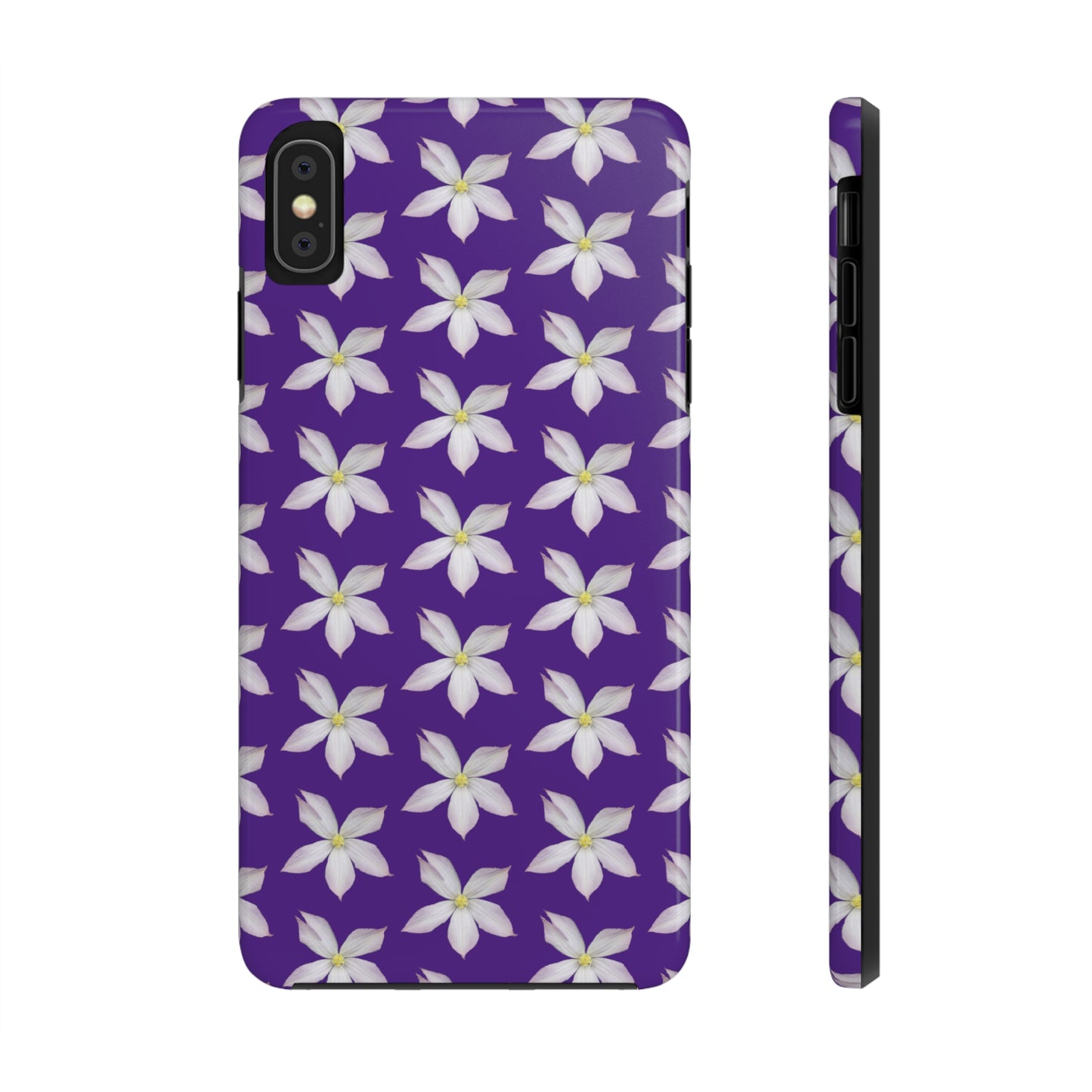 White Clematis Purple Tough Phone Case