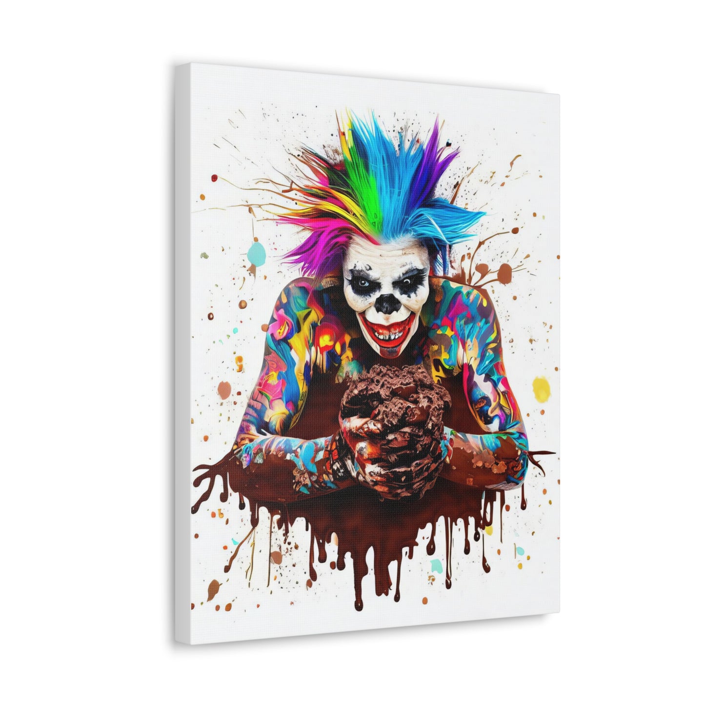 Creepy Clown Chocolate Ice Cream  - Canvas Wall Art