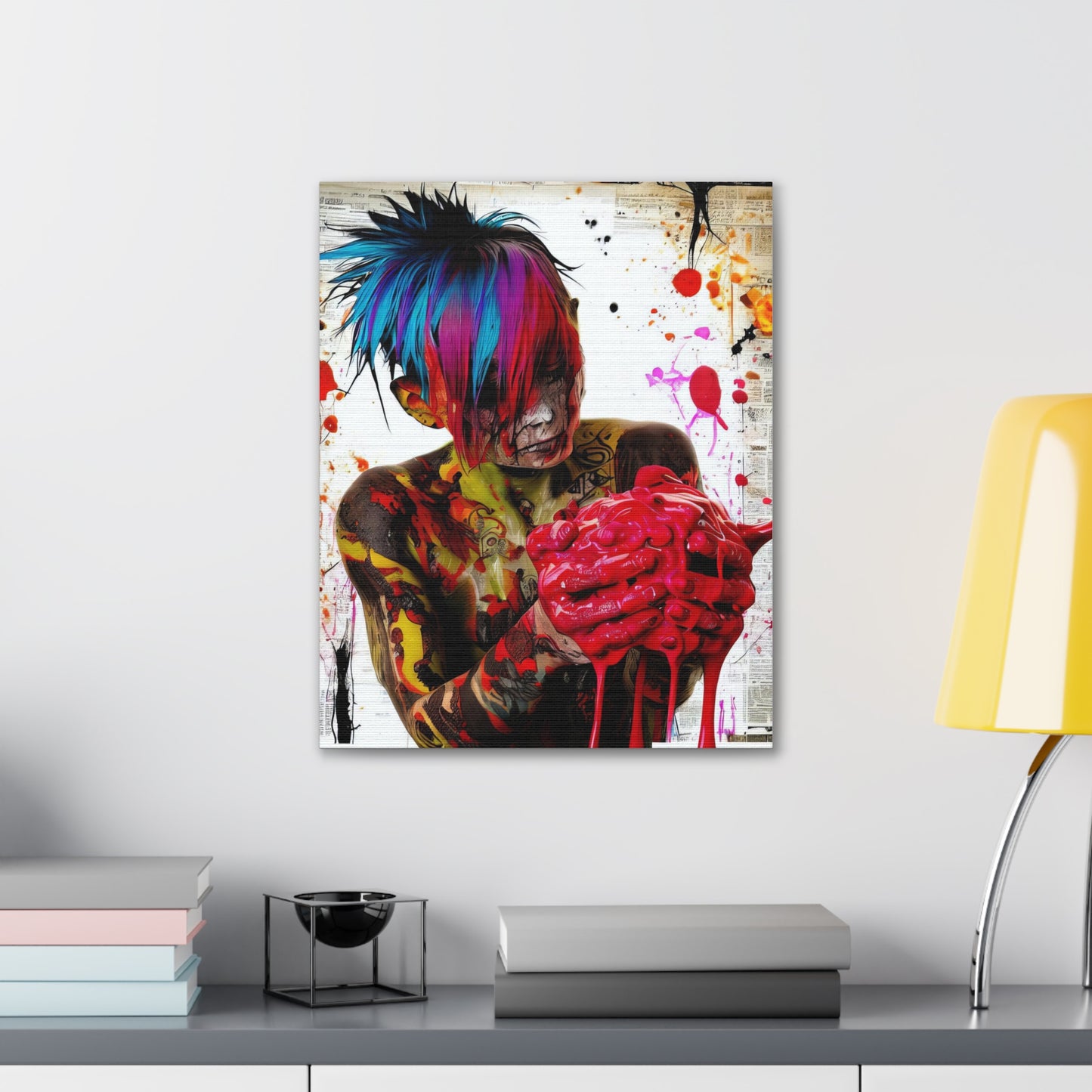 Tattooed Boy with Big Heart  - Canvas Wall Art