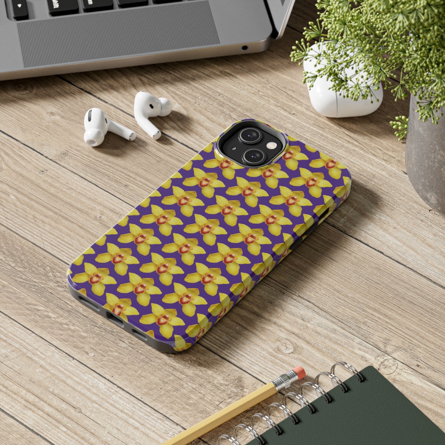 Yellow Cymbidium Orchid Purple Tough Phone Case