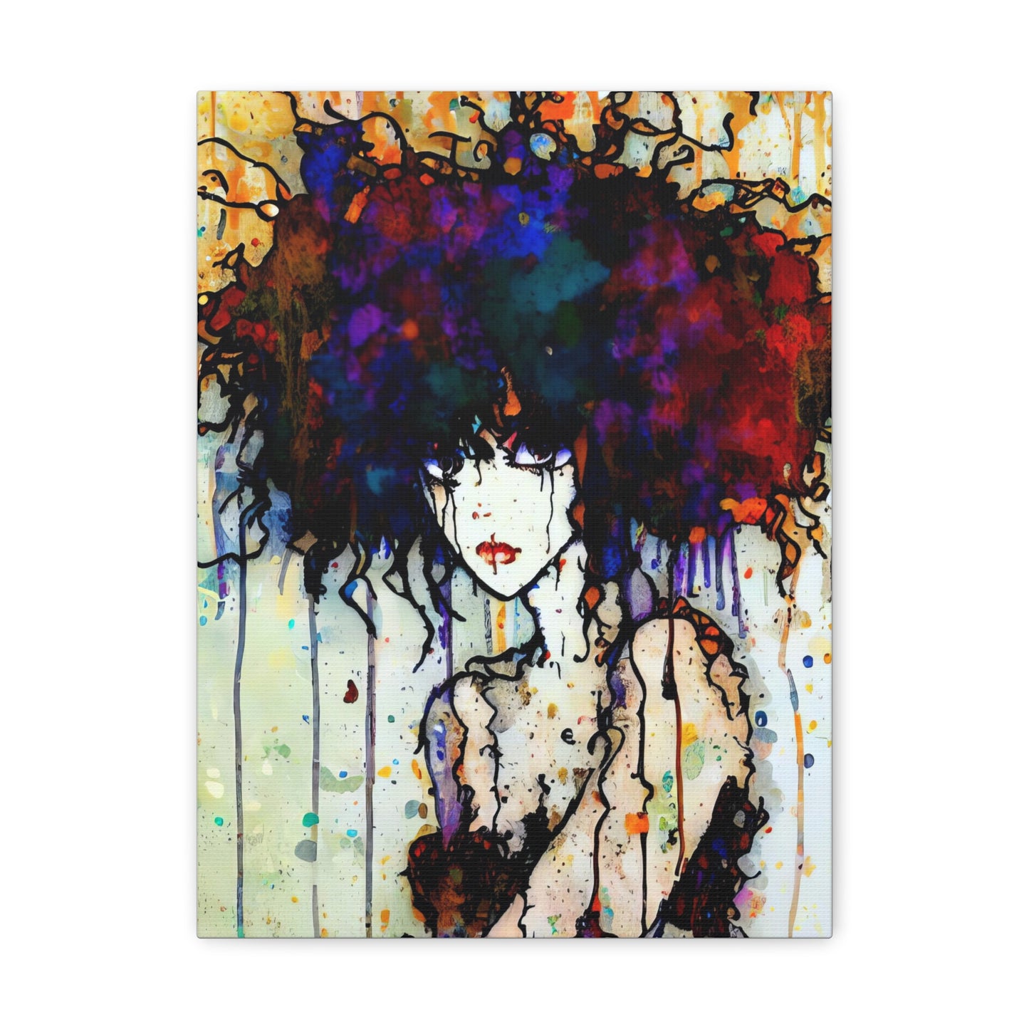 Girl with Big Hair  - Canvas Wall Art