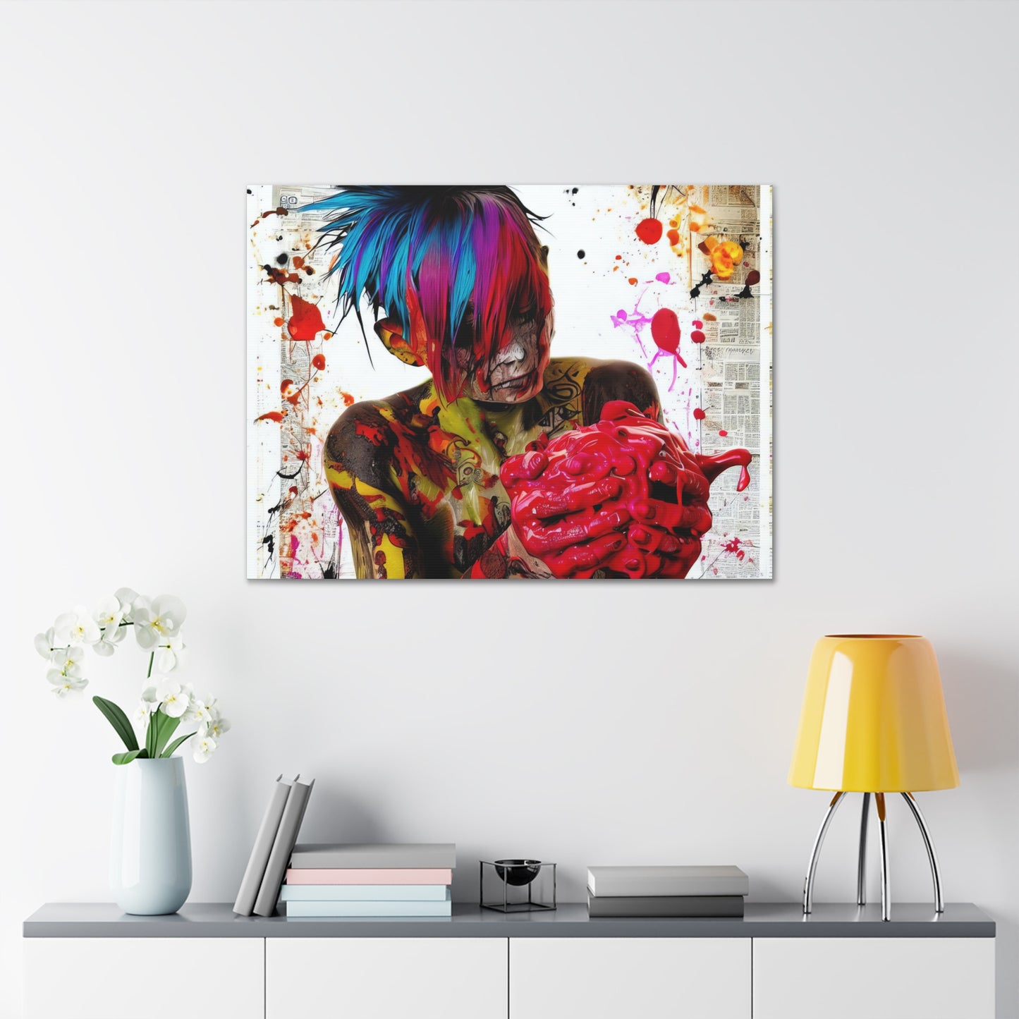 Tattooed Boy with Big Heart  - Canvas Wall Art