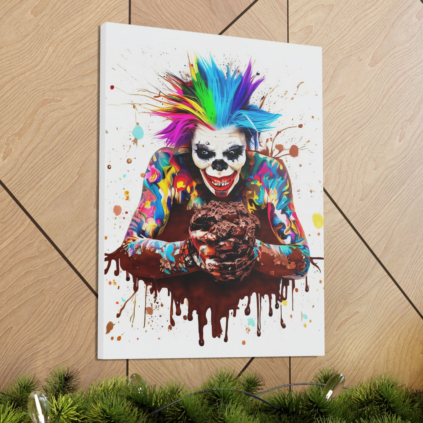 Creepy Clown Chocolate Ice Cream  - Canvas Wall Art