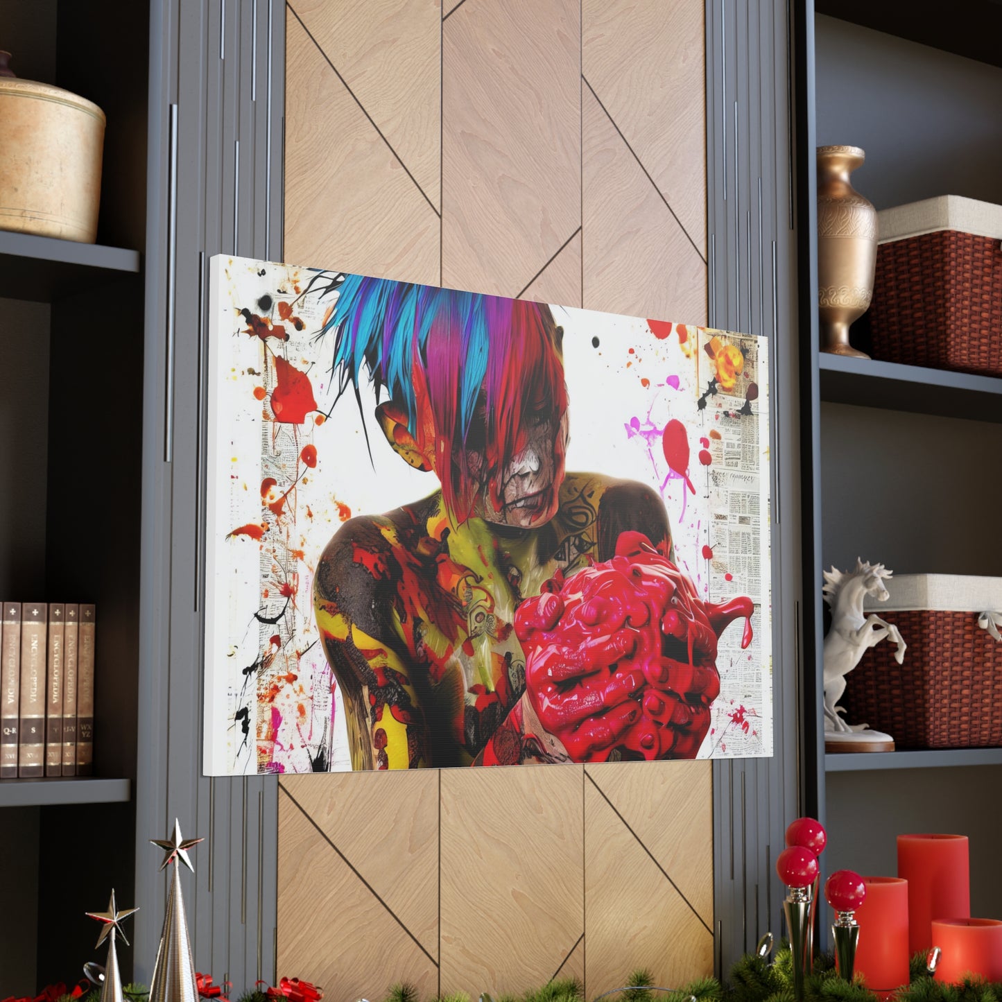 Tattooed Boy with Big Heart  - Canvas Wall Art