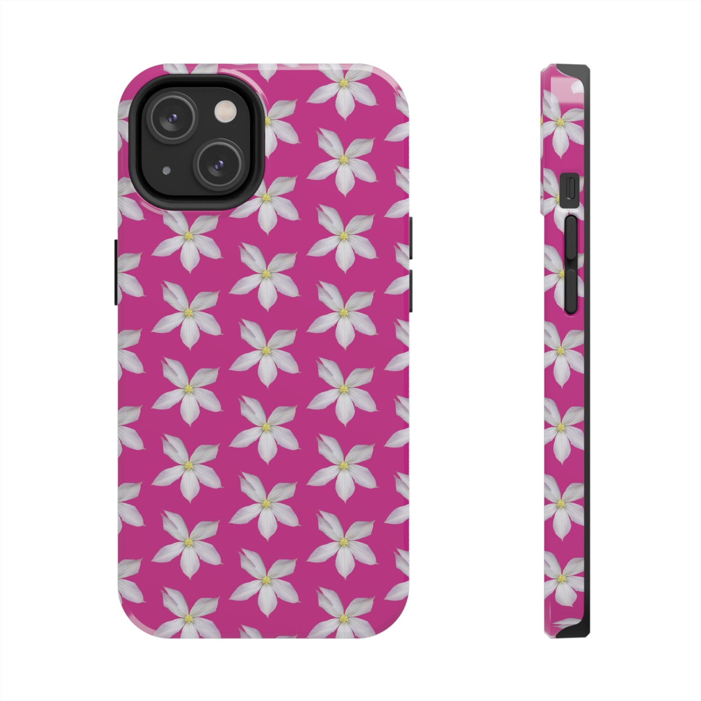 White Clematis Pink Tough Phone Case