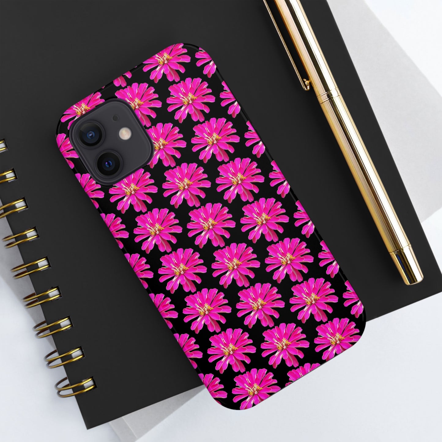 Pink Zinnia Black Tough Phone Case