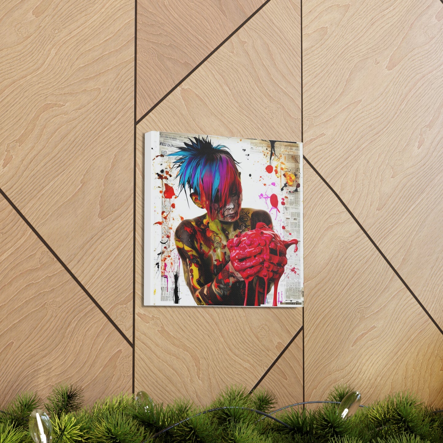 Tattooed Boy with Big Heart  - Canvas Wall Art