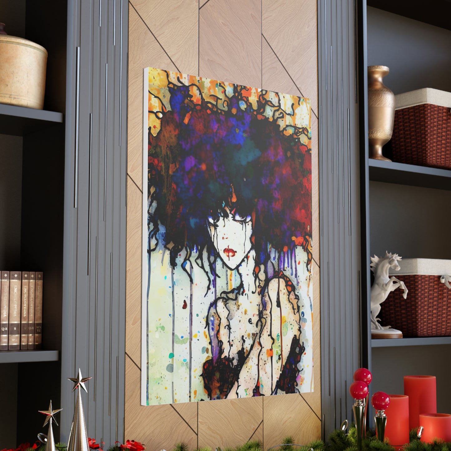 Girl with Big Hair  - Canvas Wall Art