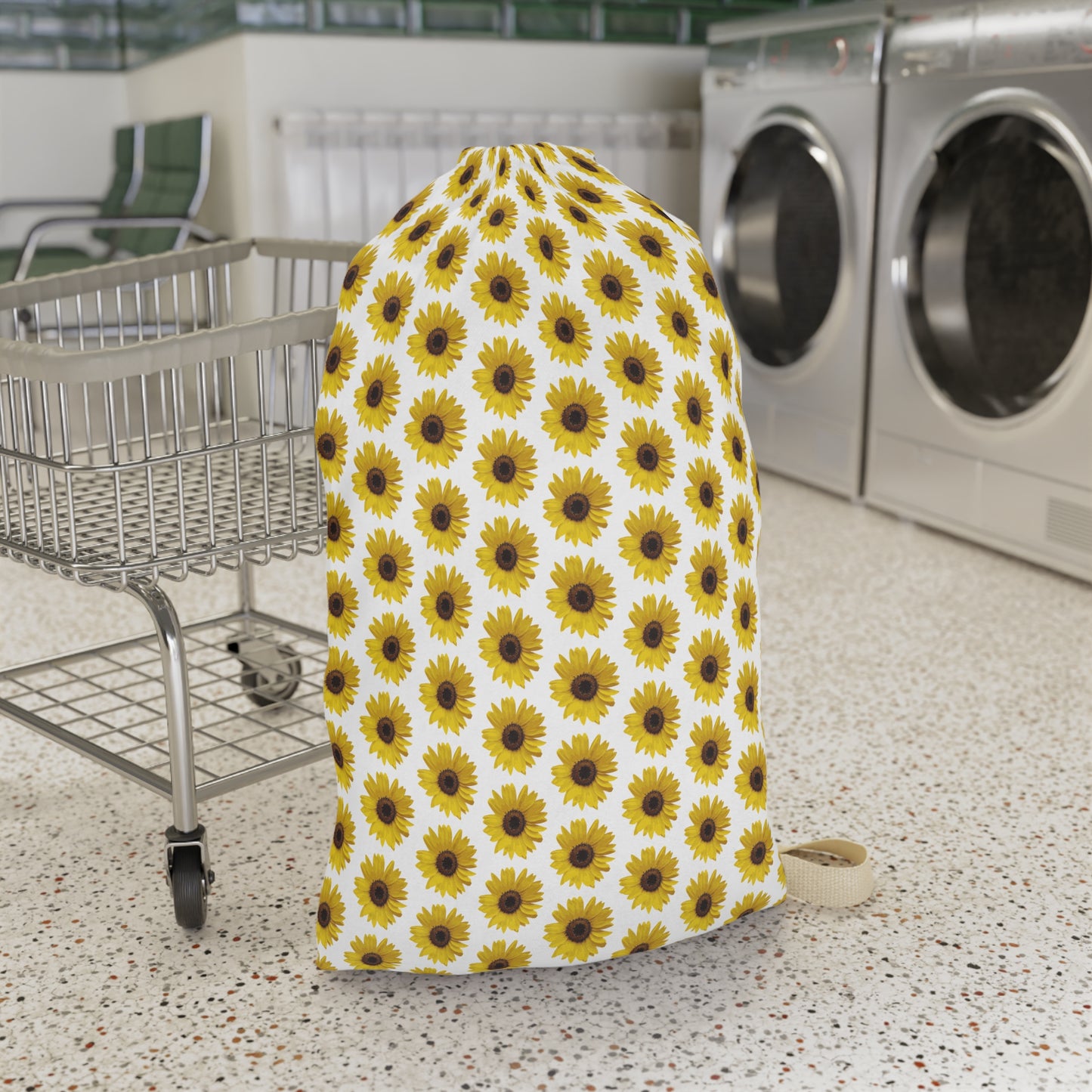 Sunflower White Laundry Bag