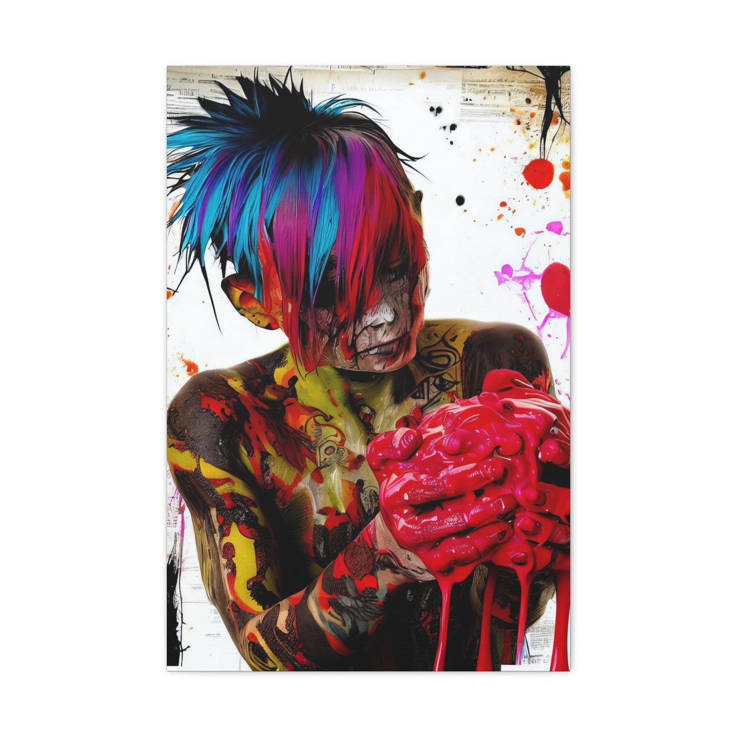 Tattooed Boy with Big Heart  - Canvas Wall Art