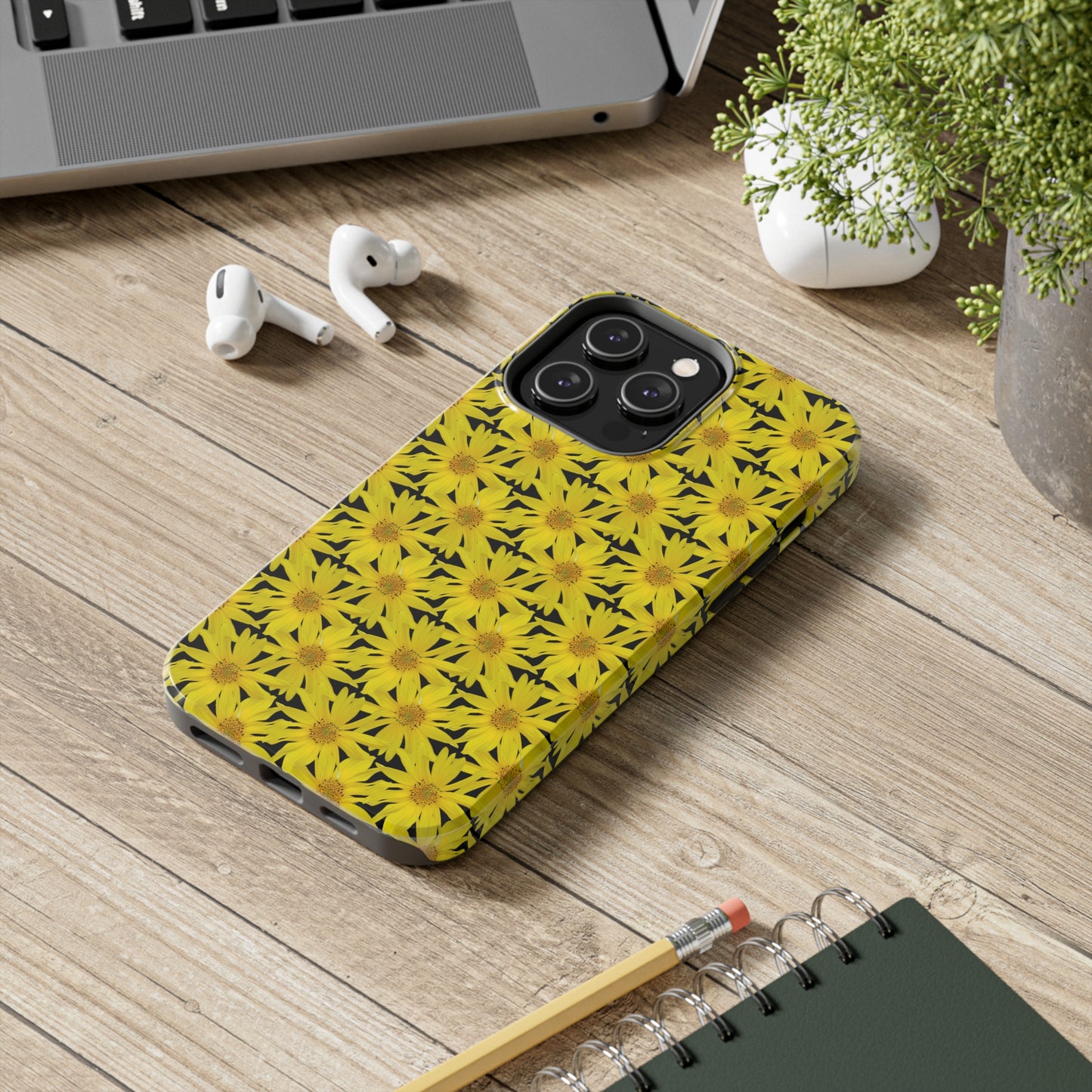 Wall Sunflower Black Tough Phone Case