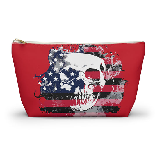 Skull and Flag Accessory Pouch w T-bottom