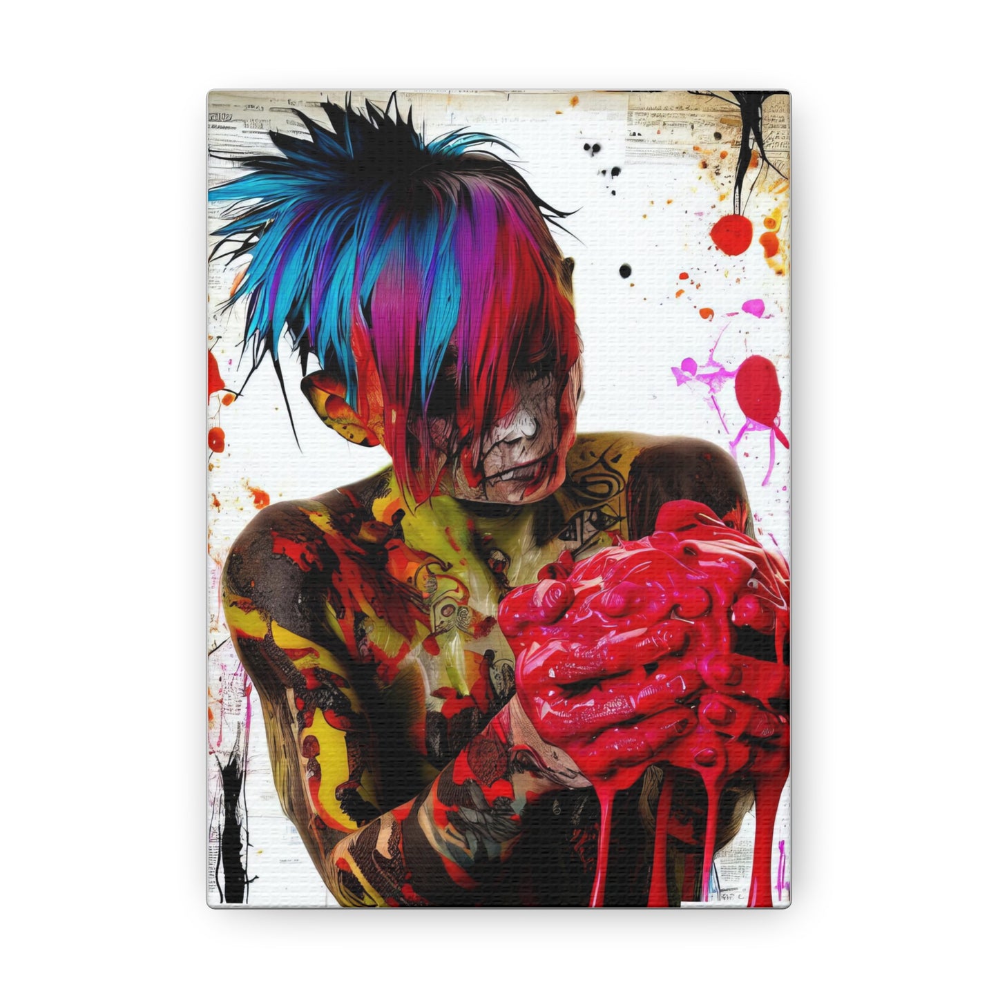 Tattooed Boy with Big Heart  - Canvas Wall Art