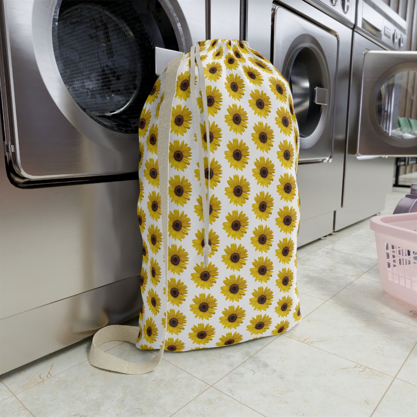 Sunflower White Laundry Bag