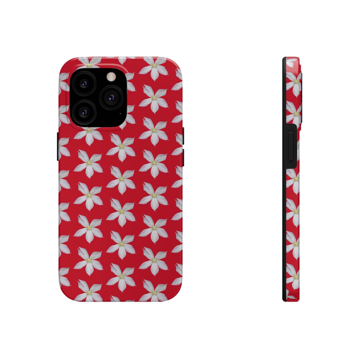 White Clematis Red Tough Phone Case