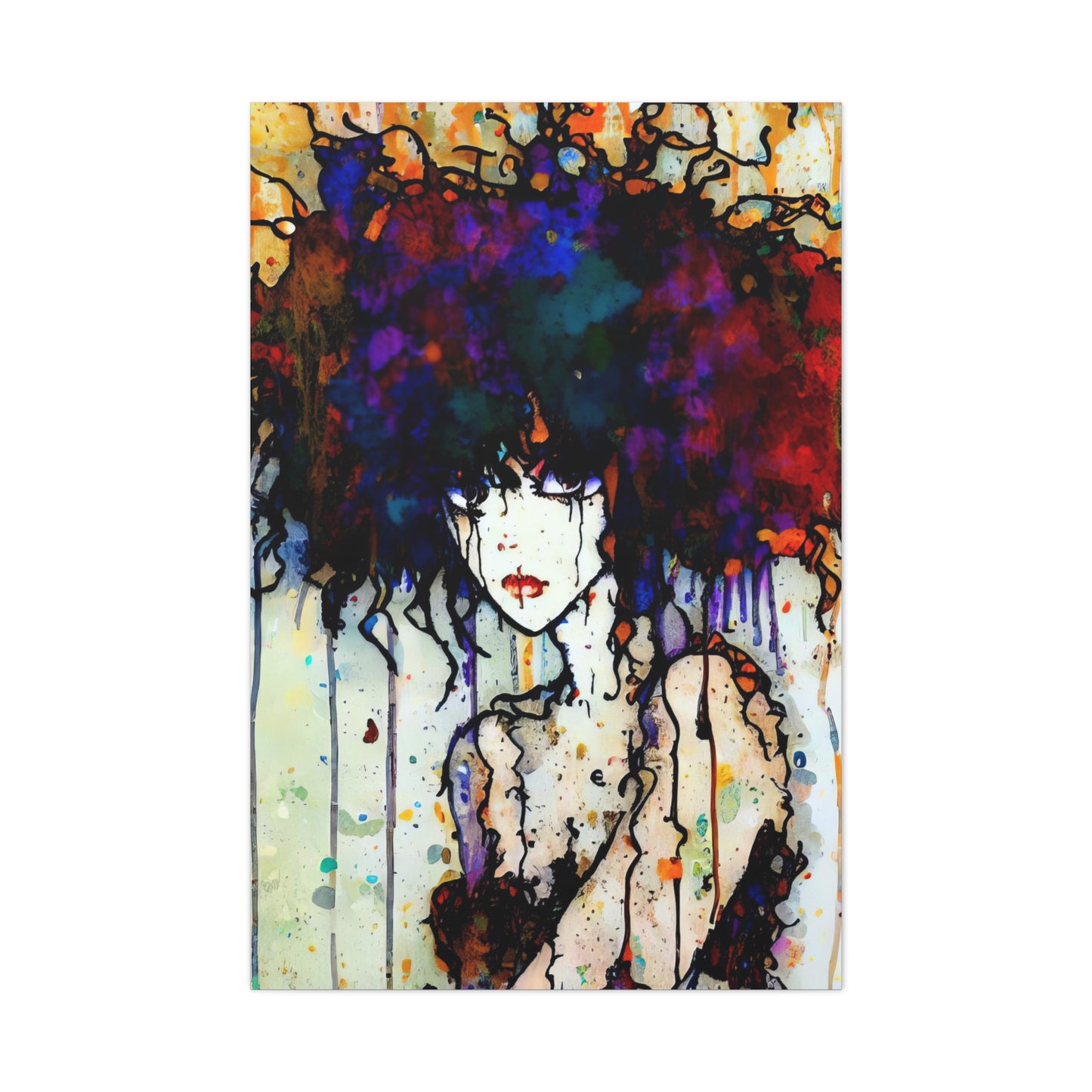 Girl with Big Hair  - Canvas Wall Art