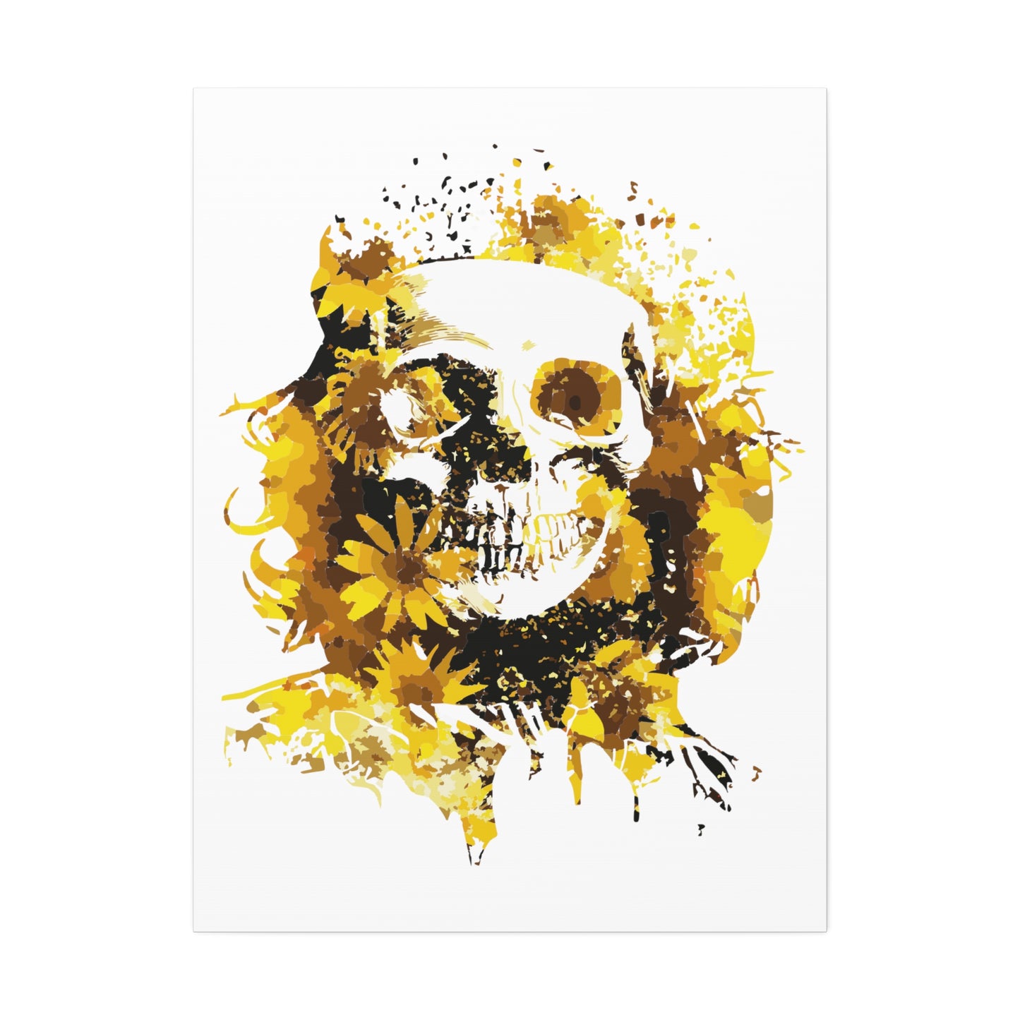 Sunflower Skull Canvas Stretched, 1.5''