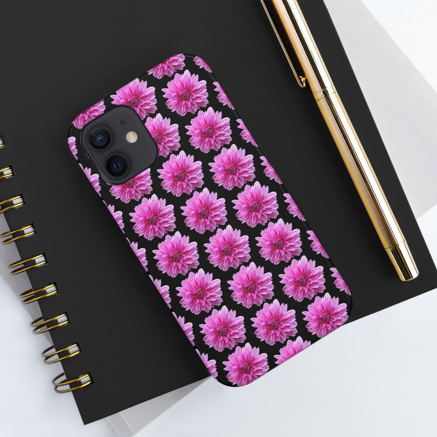 Pink Dahlia Black Tough Phone Case