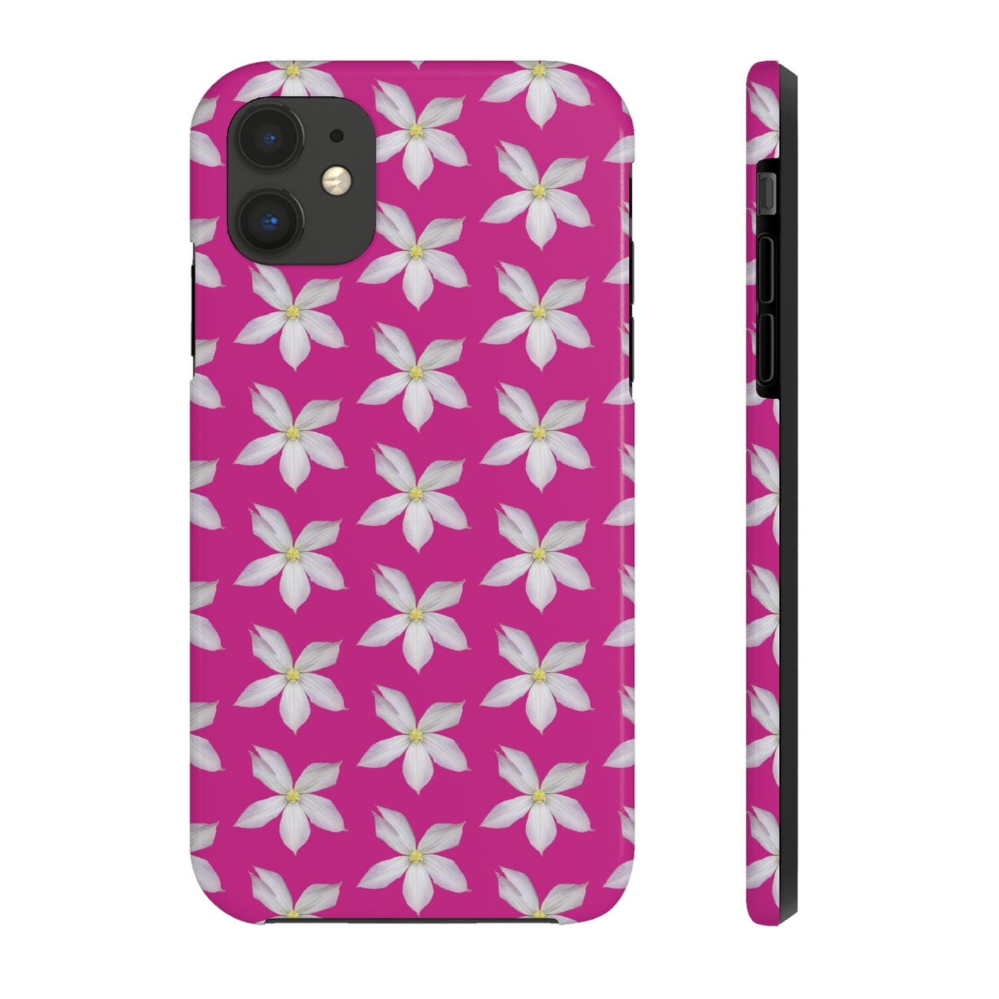 White Clematis Pink Tough Phone Case