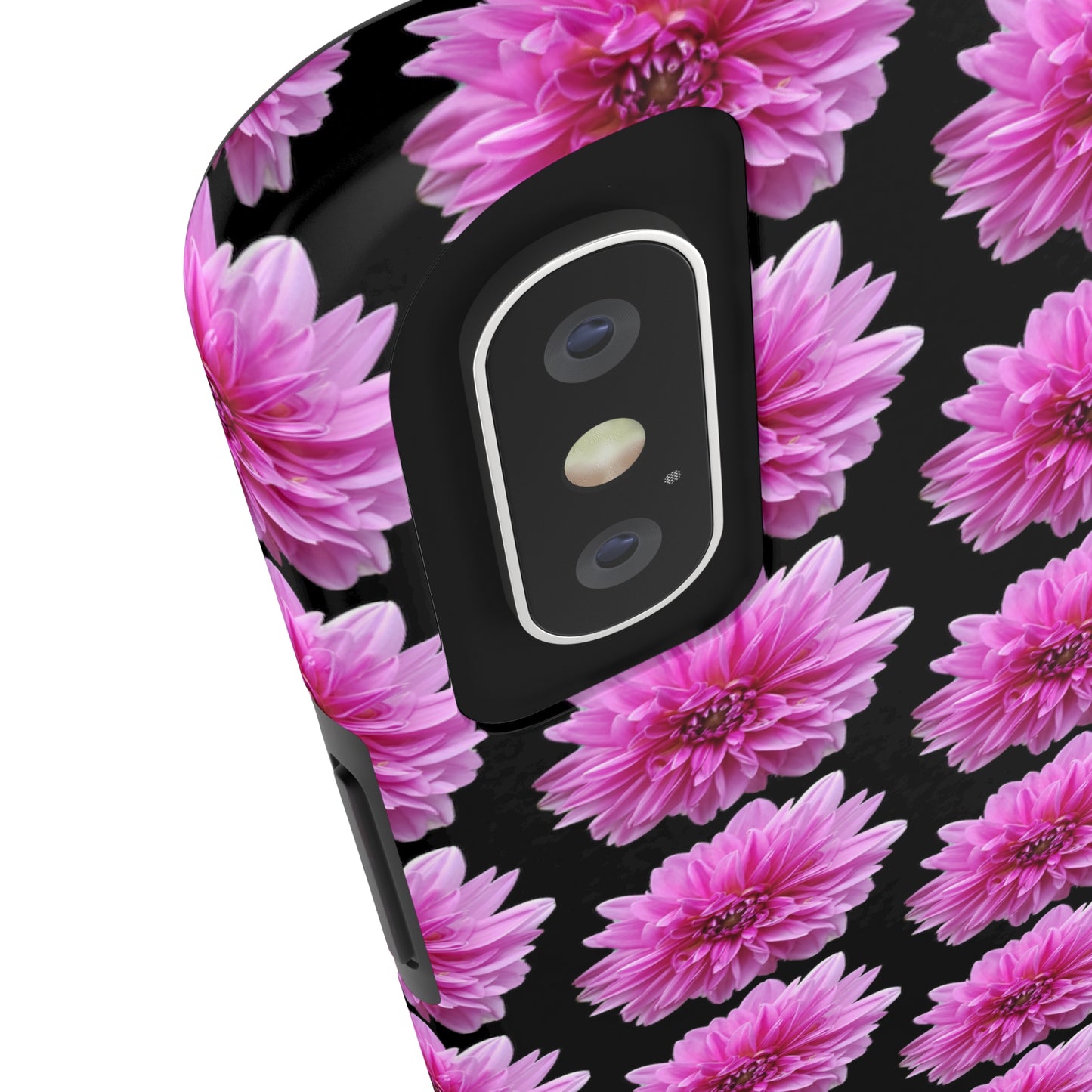 Pink Dahlia Black Tough Phone Case