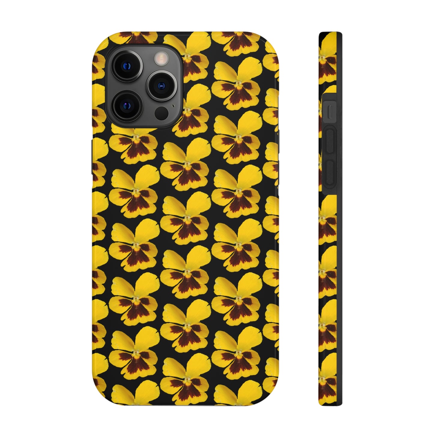 Yellow Pansy Black Tough Phone Case