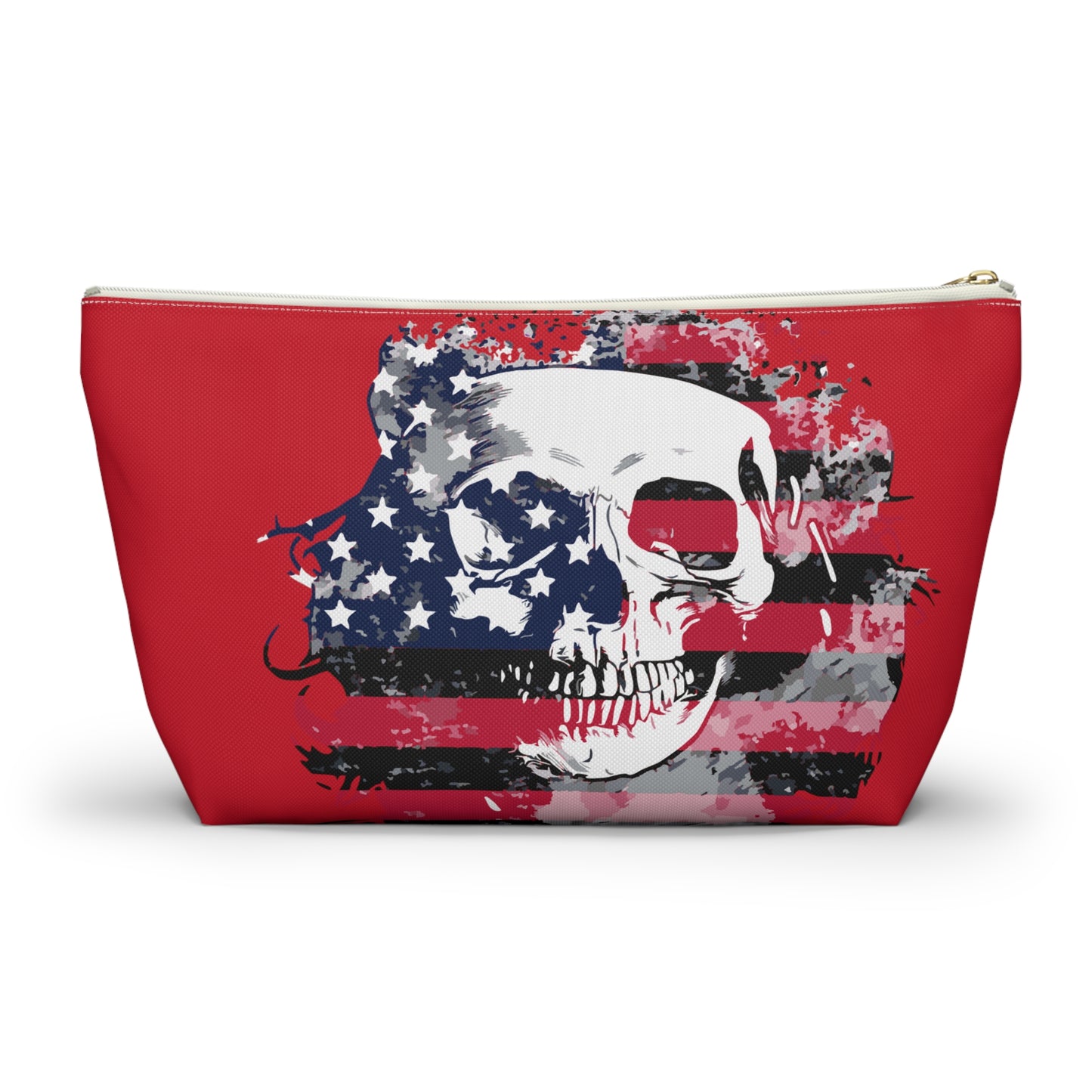 Skull and Flag Accessory Pouch w T-bottom