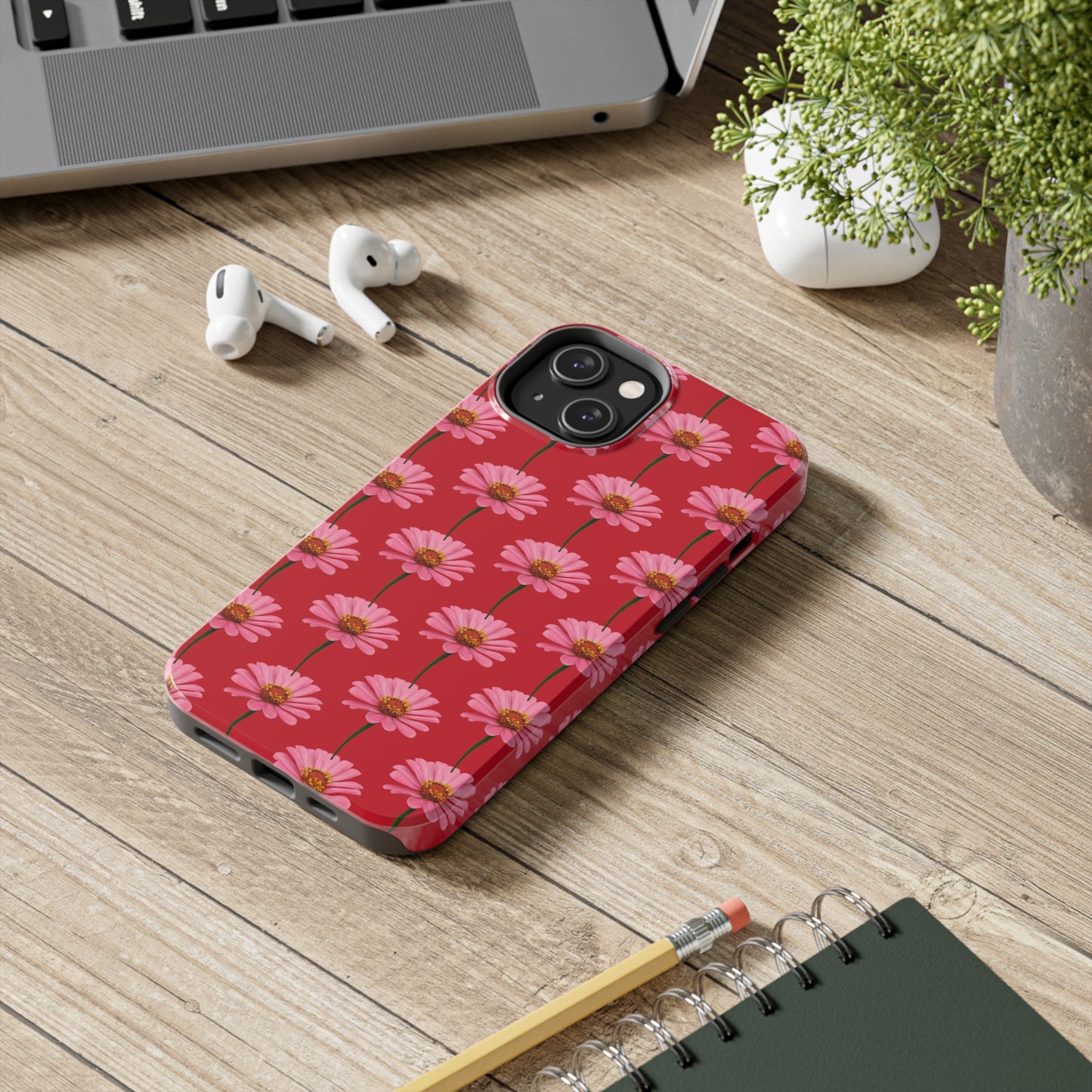 Pink Zinnia Red Tough Phone Case