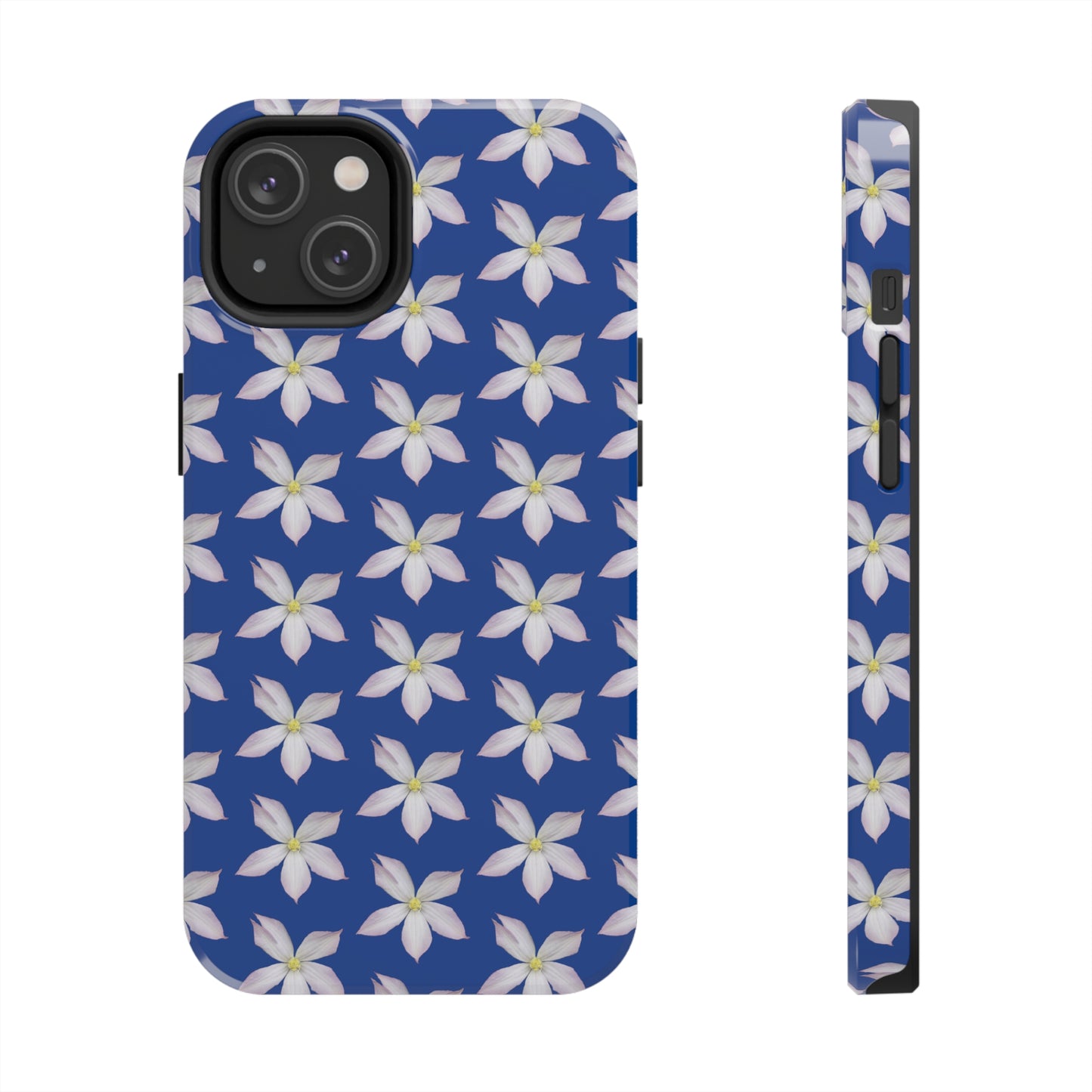 White Clematis Blue Tough Phone Case