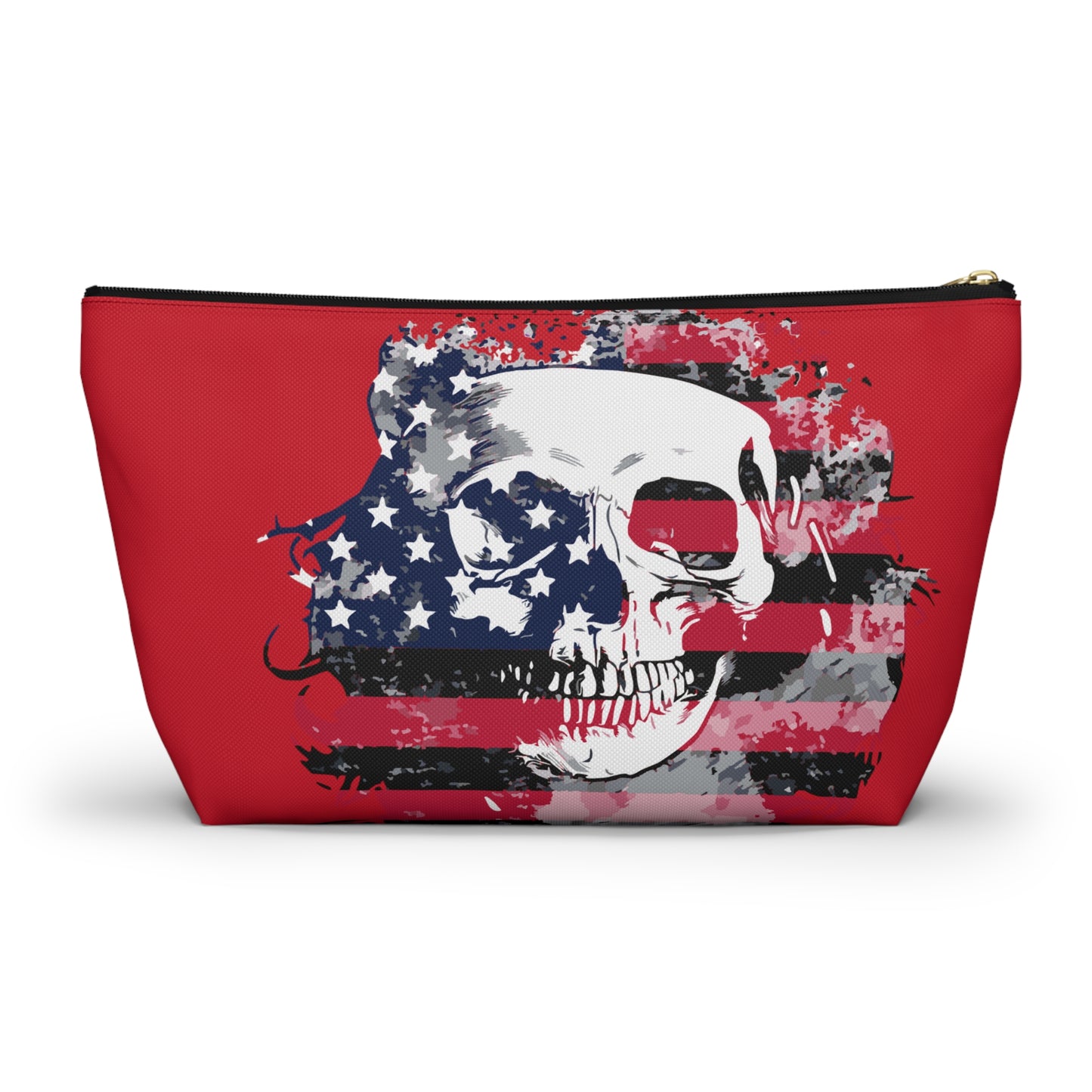 Skull and Flag Accessory Pouch w T-bottom