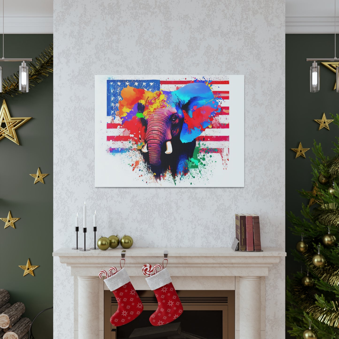 Elephant American Flag - Canvas Wall Art