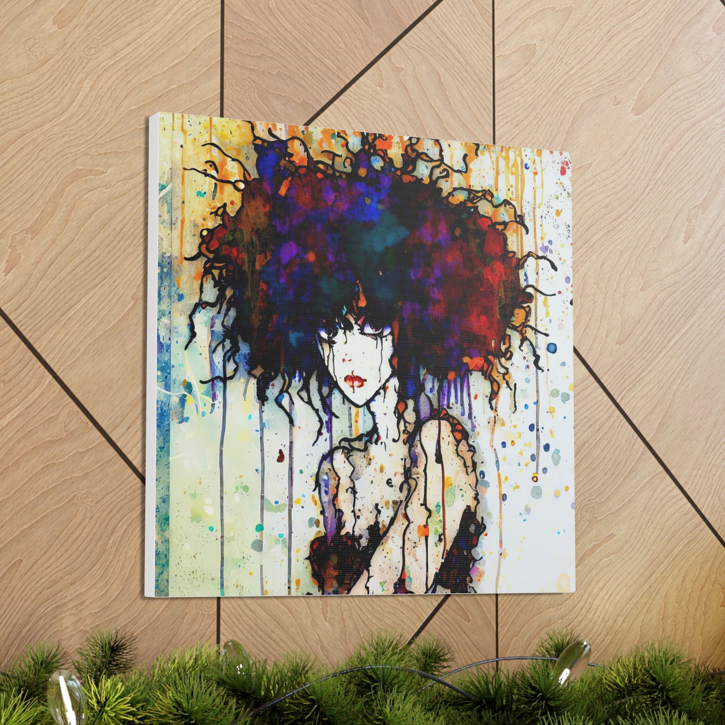 Girl with Big Hair  - Canvas Wall Art