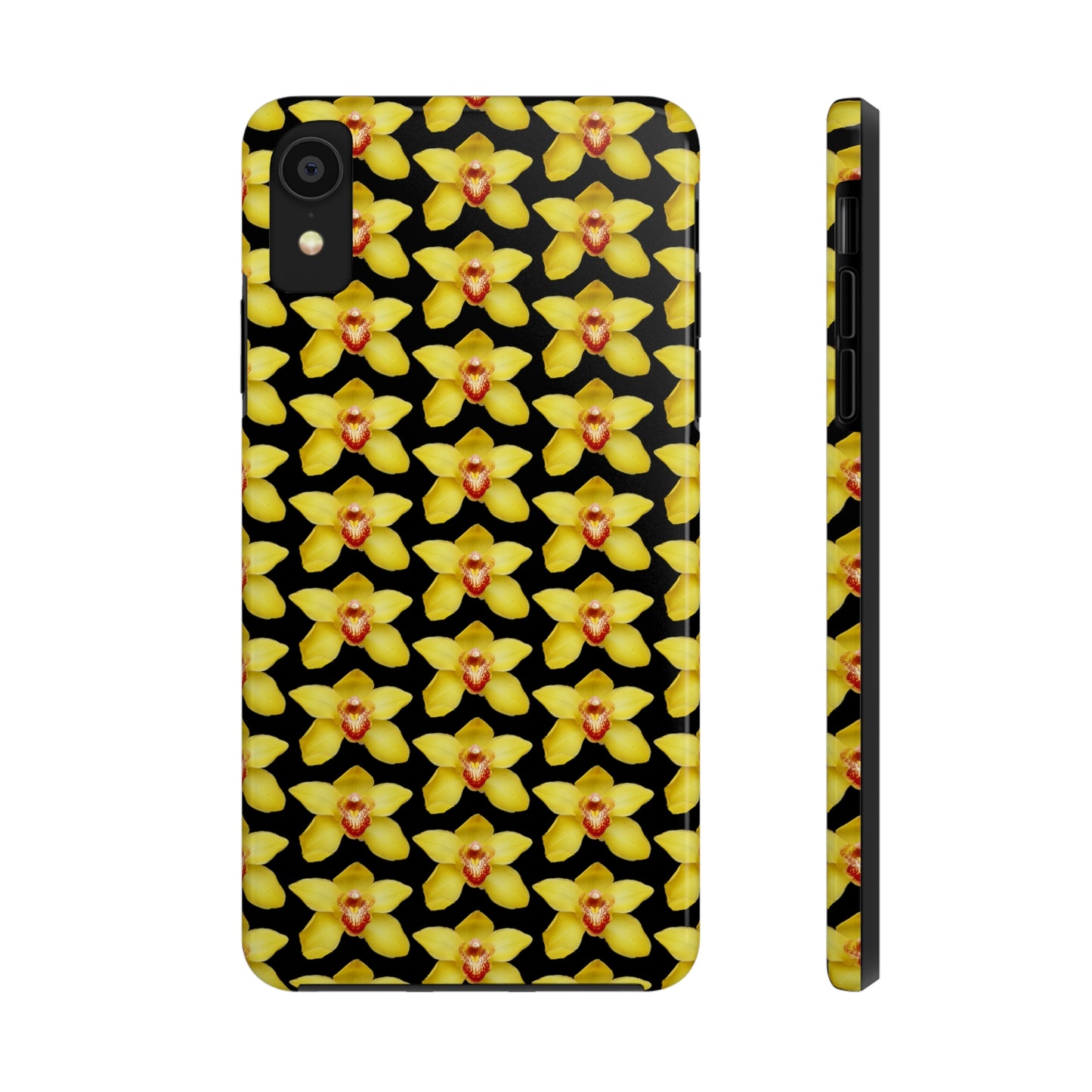 Yellow Cymbidium Orchid Black Tough Phone Case