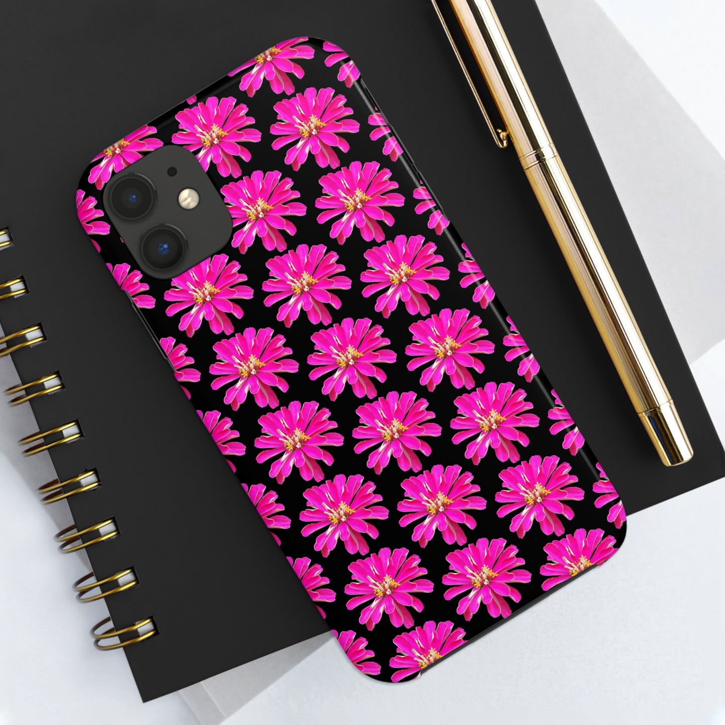 Pink Zinnia Black Tough Phone Case