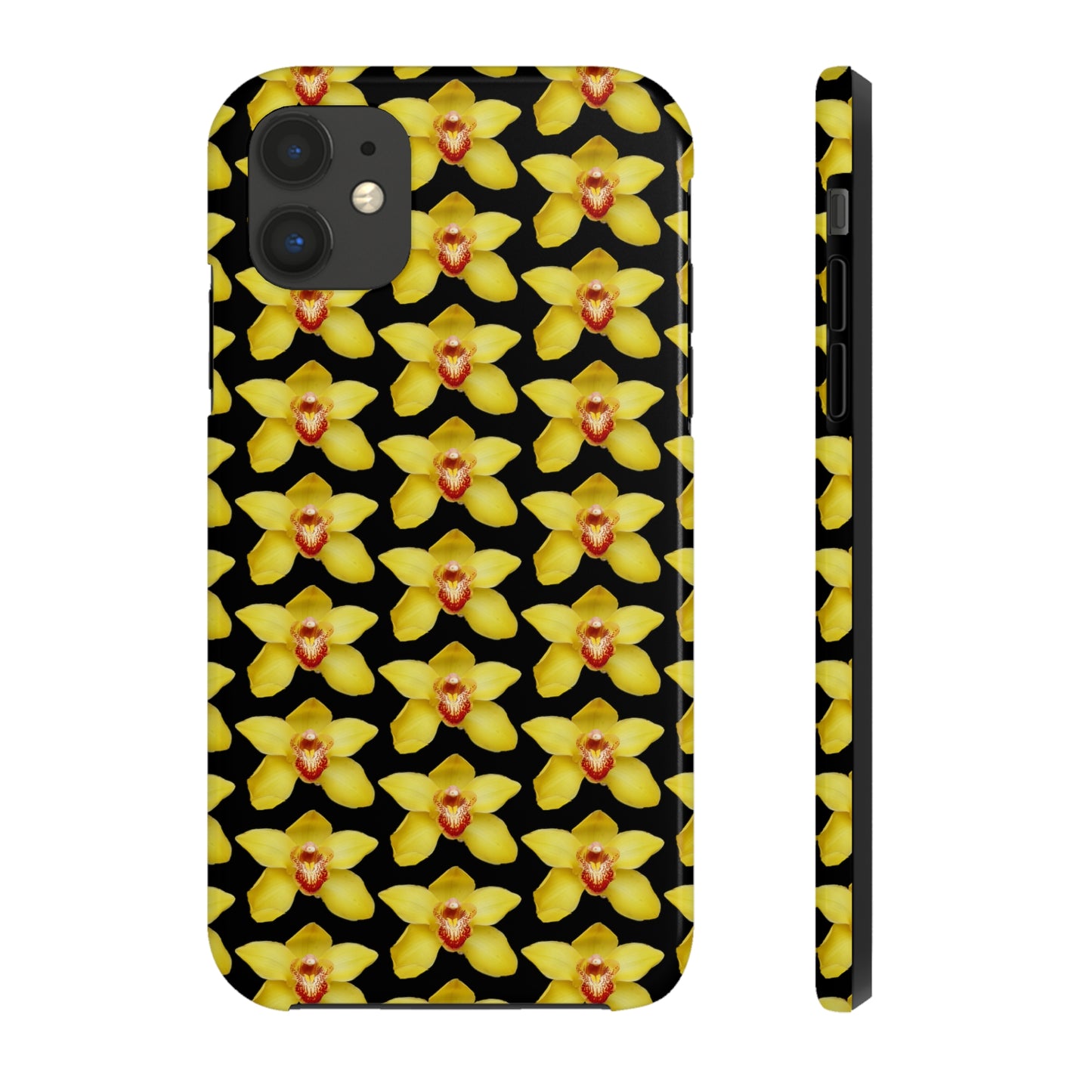 Yellow Cymbidium Orchid Black Tough Phone Case