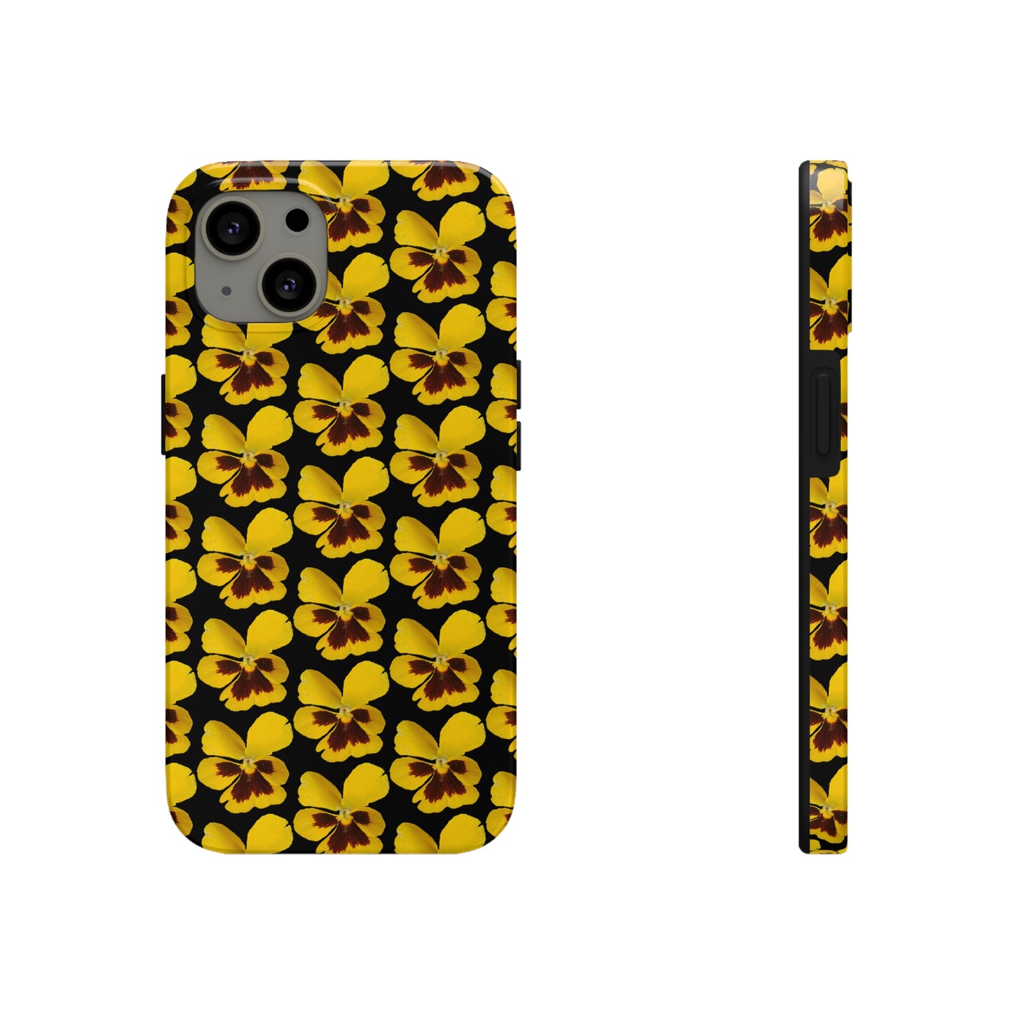 Yellow Pansy Black Tough Phone Case