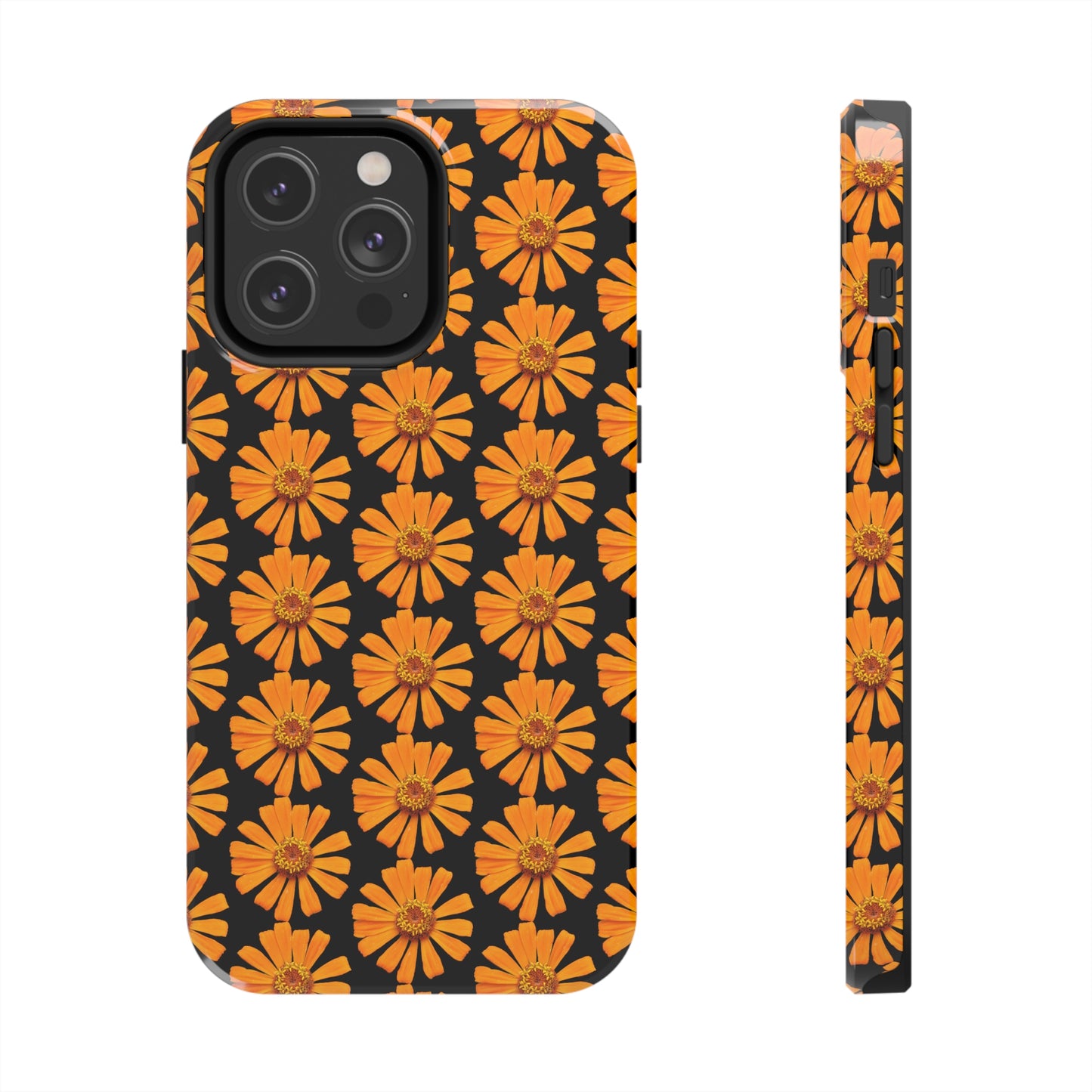 Orange Zinnia Black Tough Phone Case