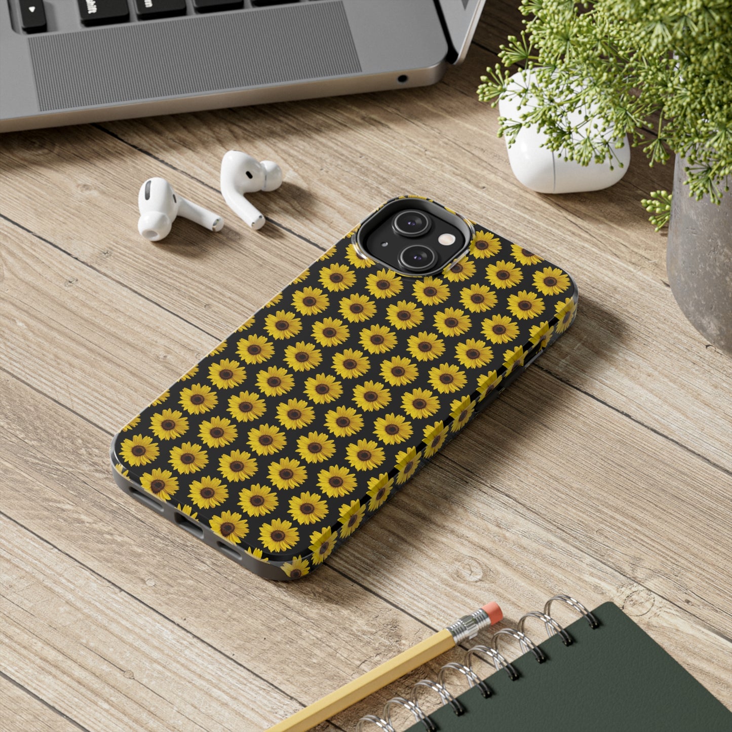 Sunflower Black Tough Phone Case