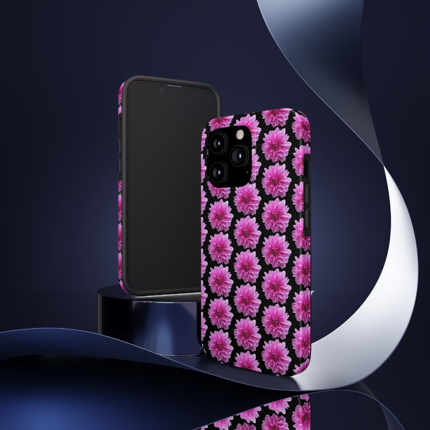 Pink Dahlia Black Tough Phone Case