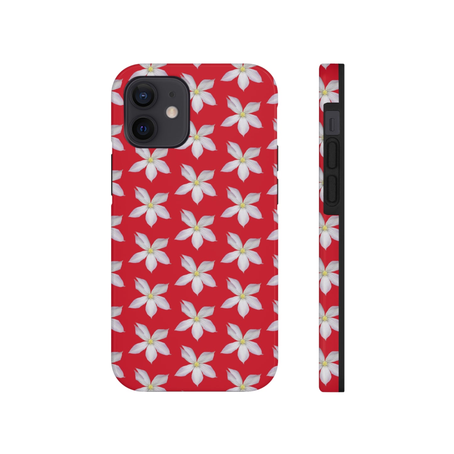 White Clematis Red Tough Phone Case