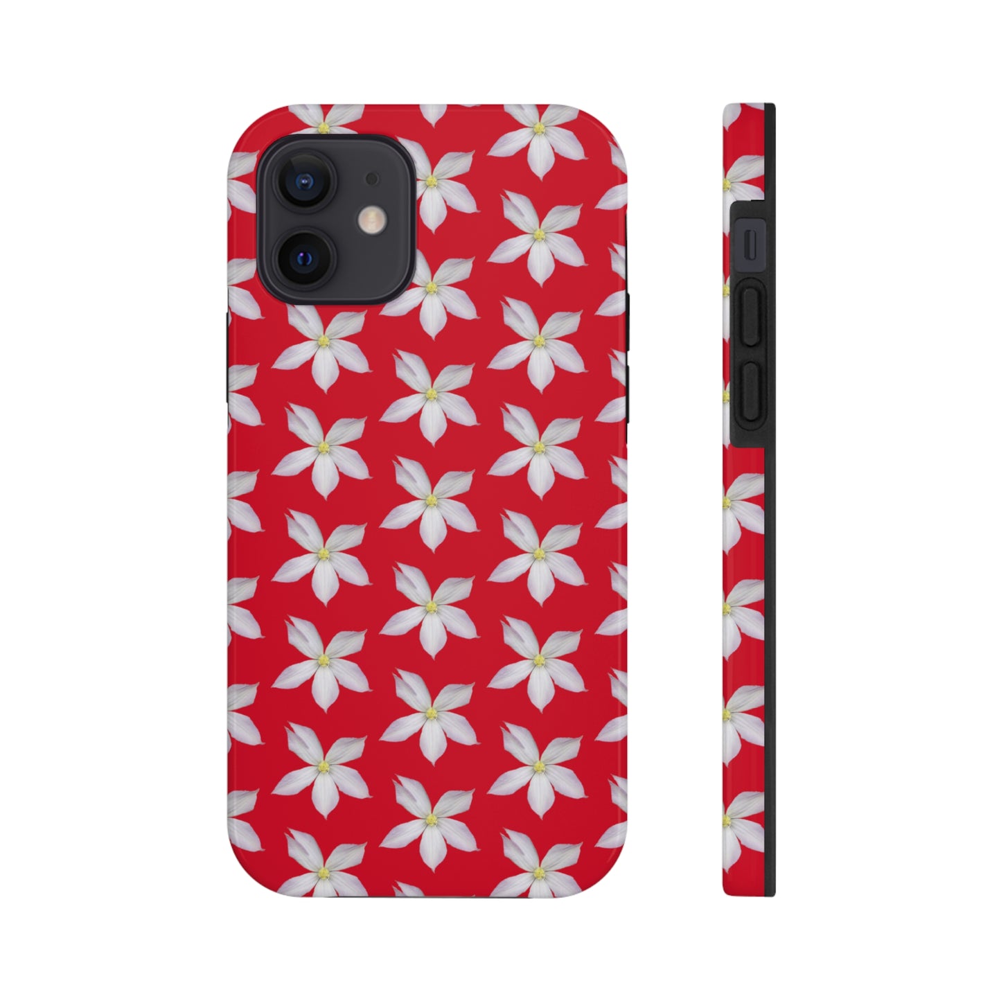 White Clematis Red Tough Phone Case