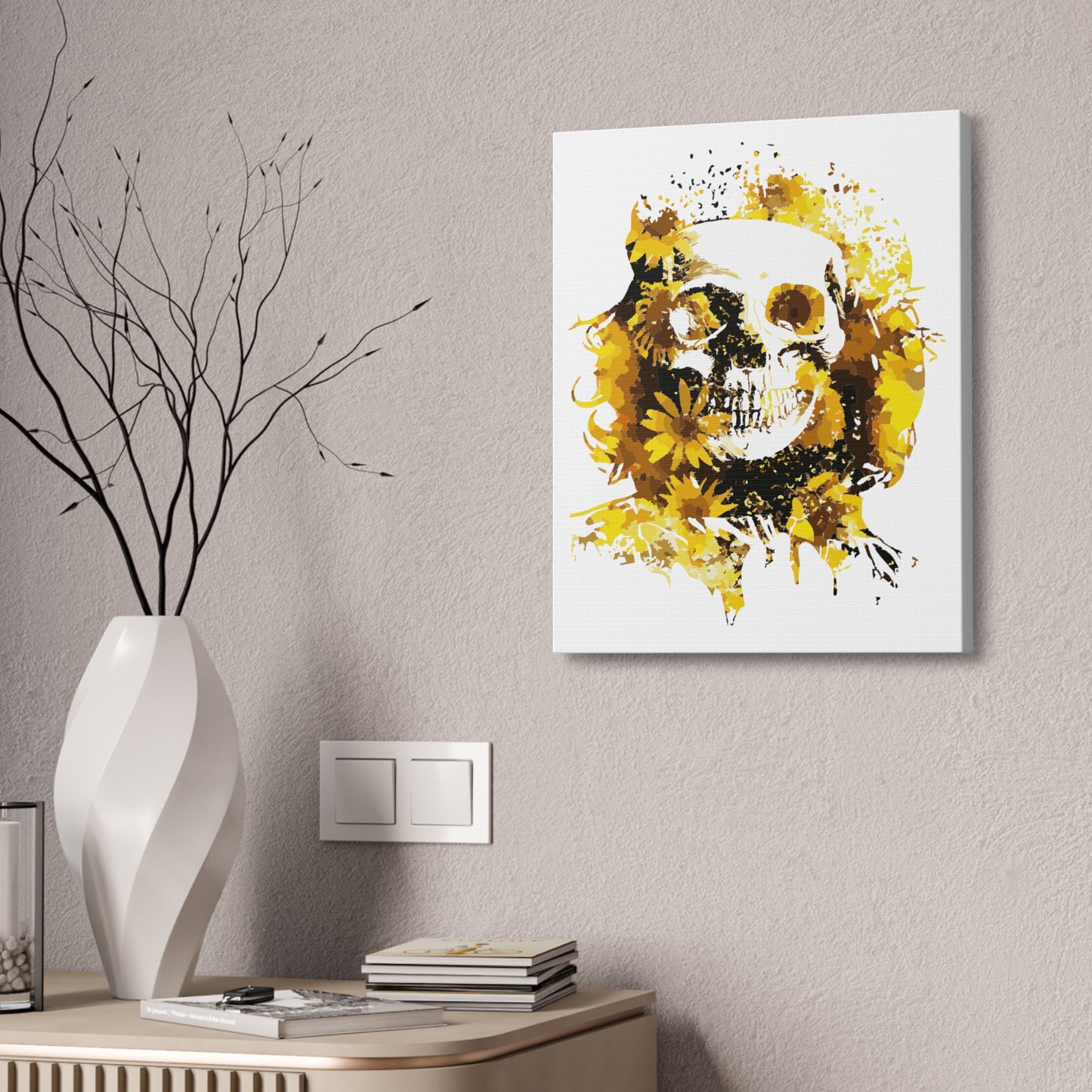 Sunflower Skull Canvas Stretched, 1.5''