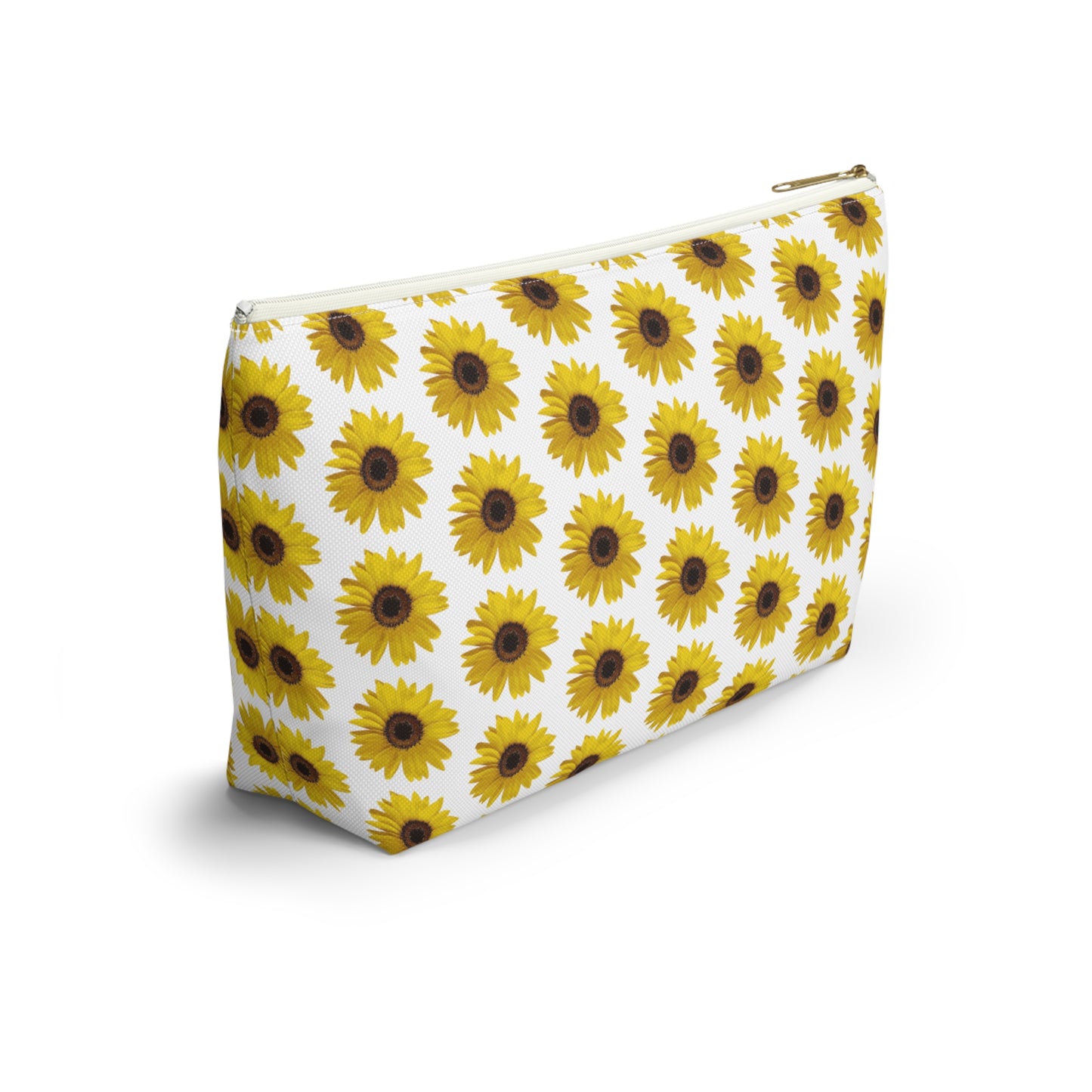 Sunflower White Accessory Pouch w T-bottom