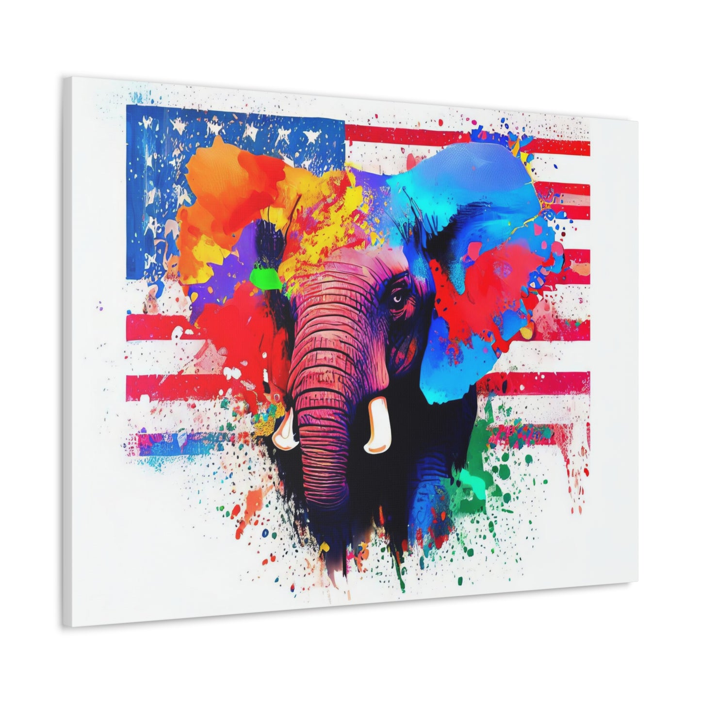 Elephant American Flag - Canvas Wall Art