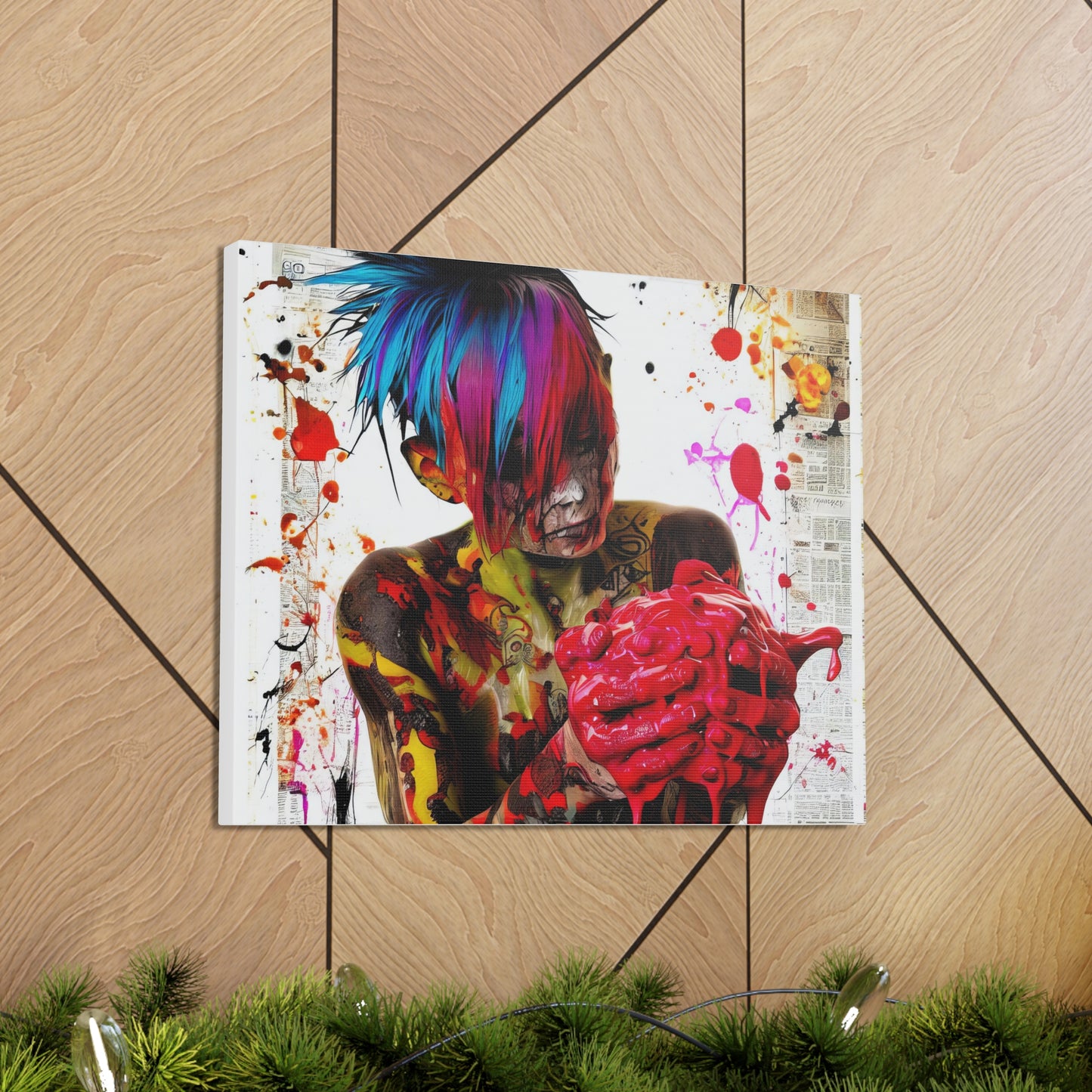 Tattooed Boy with Big Heart  - Canvas Wall Art